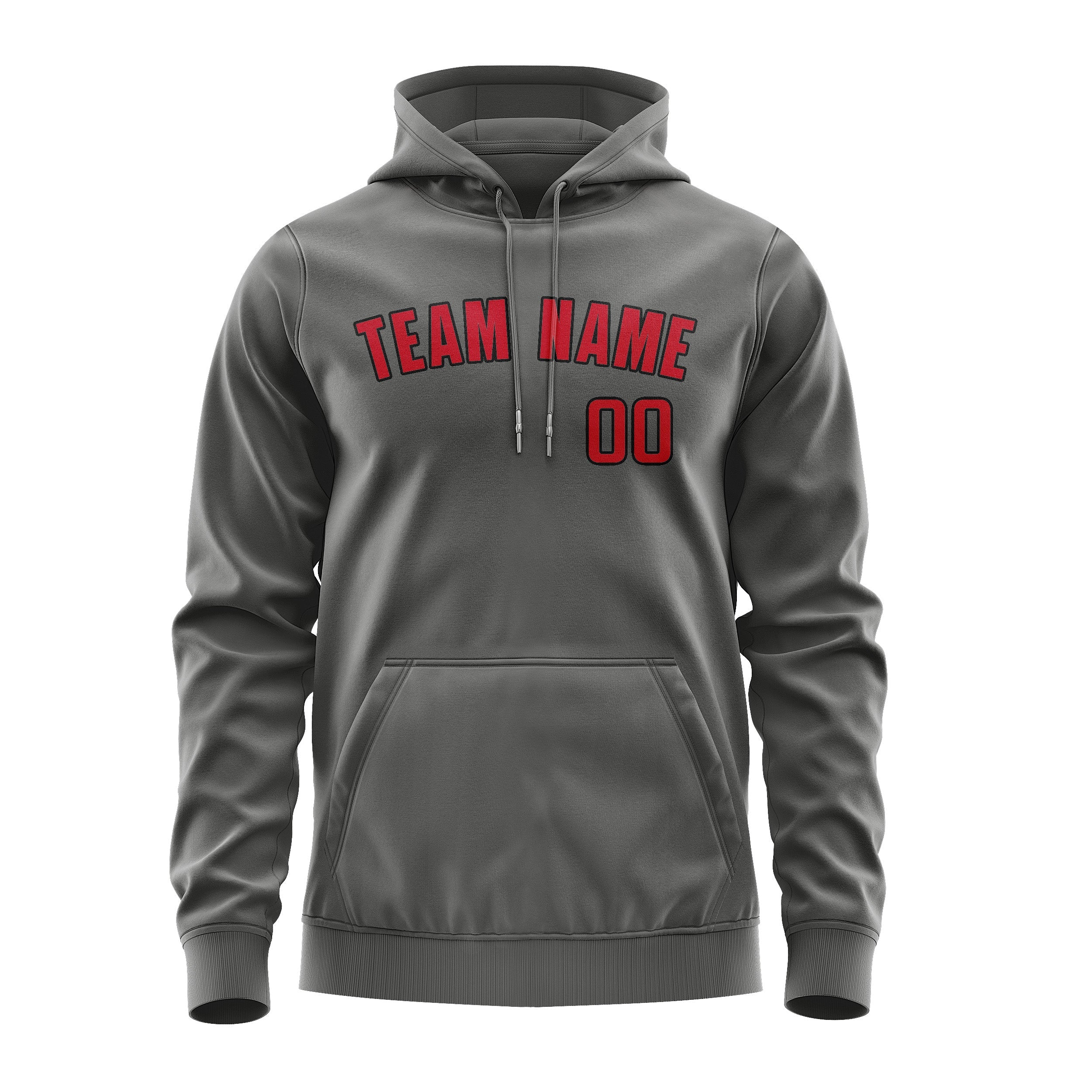 Custom Dark Grey Red Hoodie