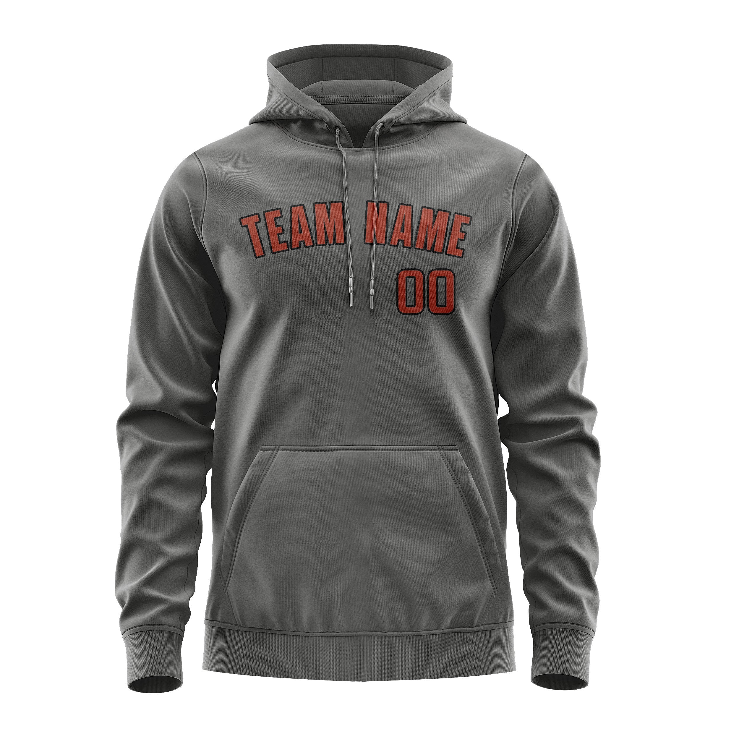 Custom Dark Grey Coral Red Hoodie