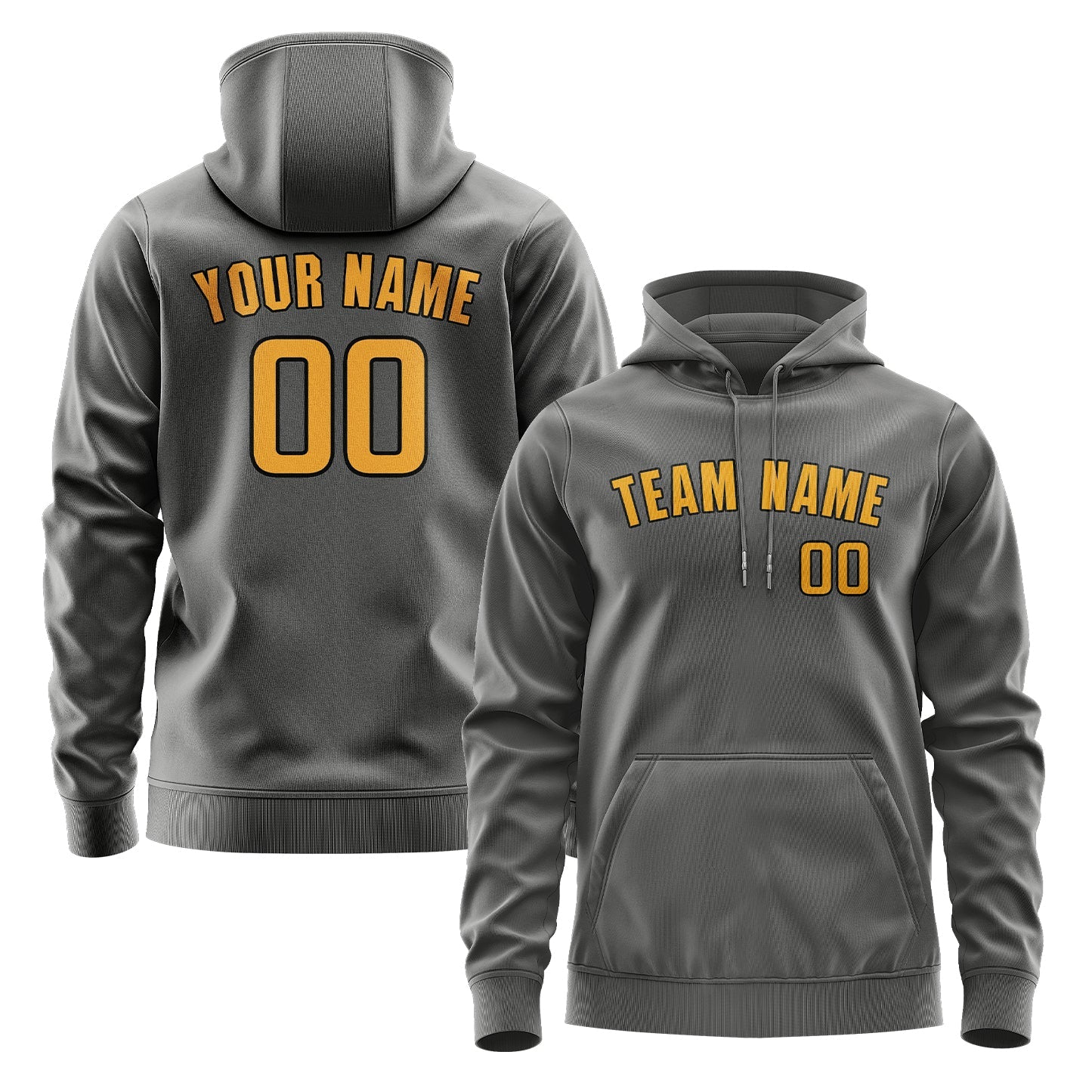 Custom Dark Grey Yellow Hoodie