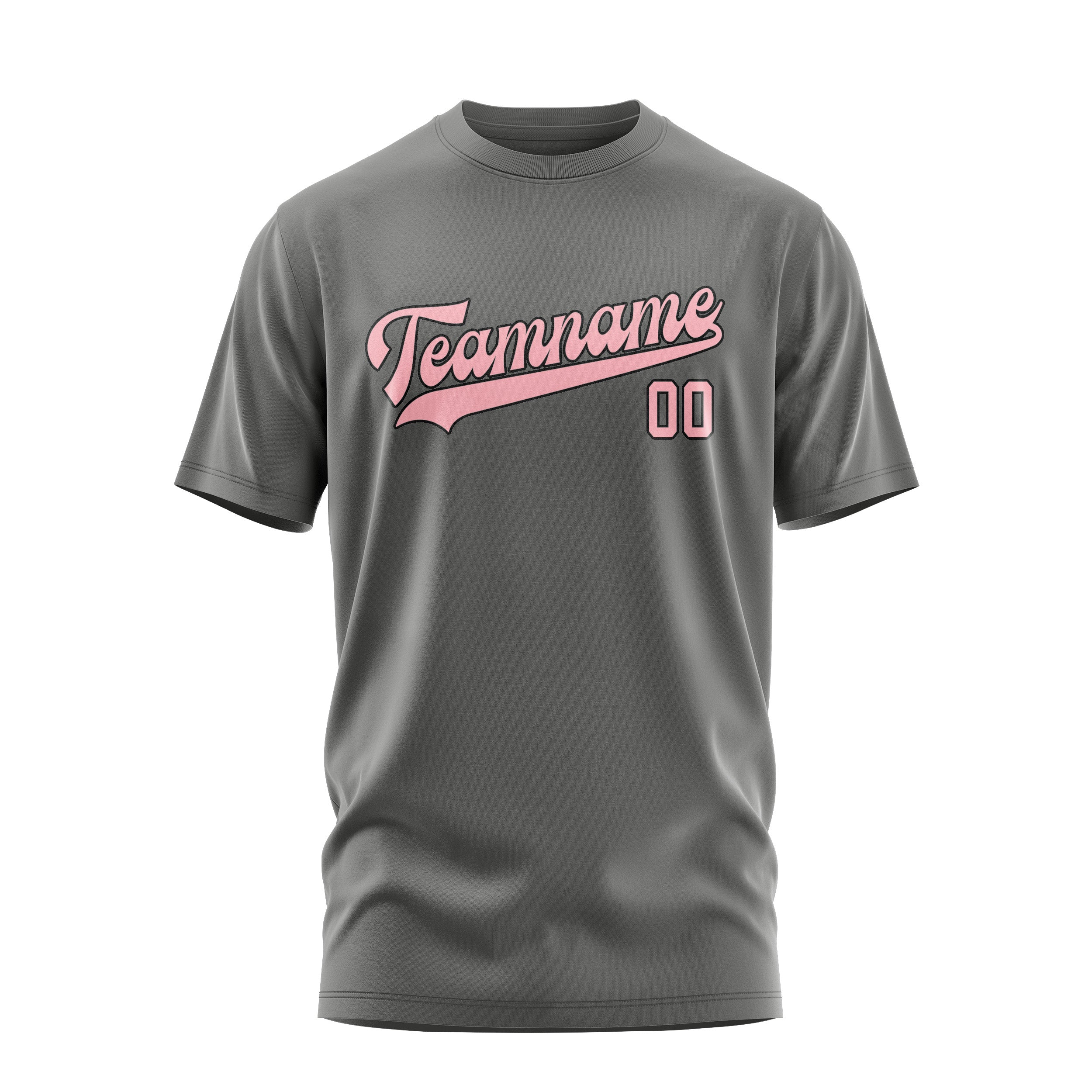 Custom Dark Grey Light Pink T-Shirt