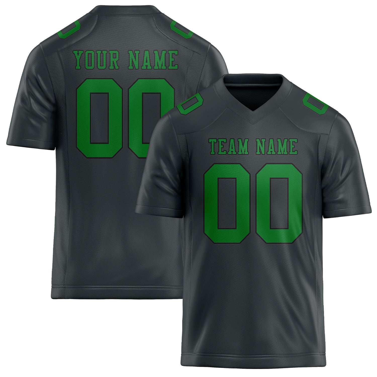 Custom Dark Grey Emerald Green Football Jersey