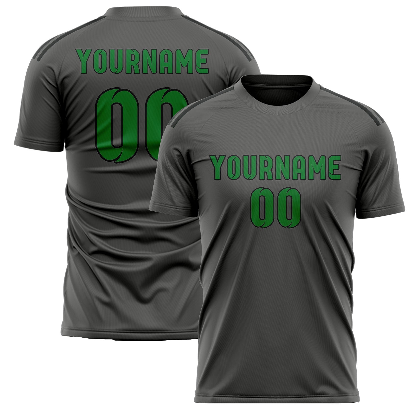 Custom Dark Grey Emerald Green Soccer Jersey