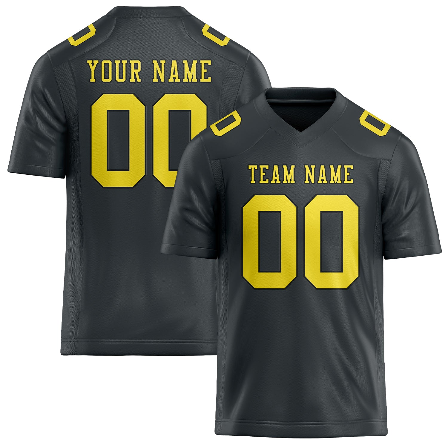 Custom Dark Grey Light Yellow Football Jersey