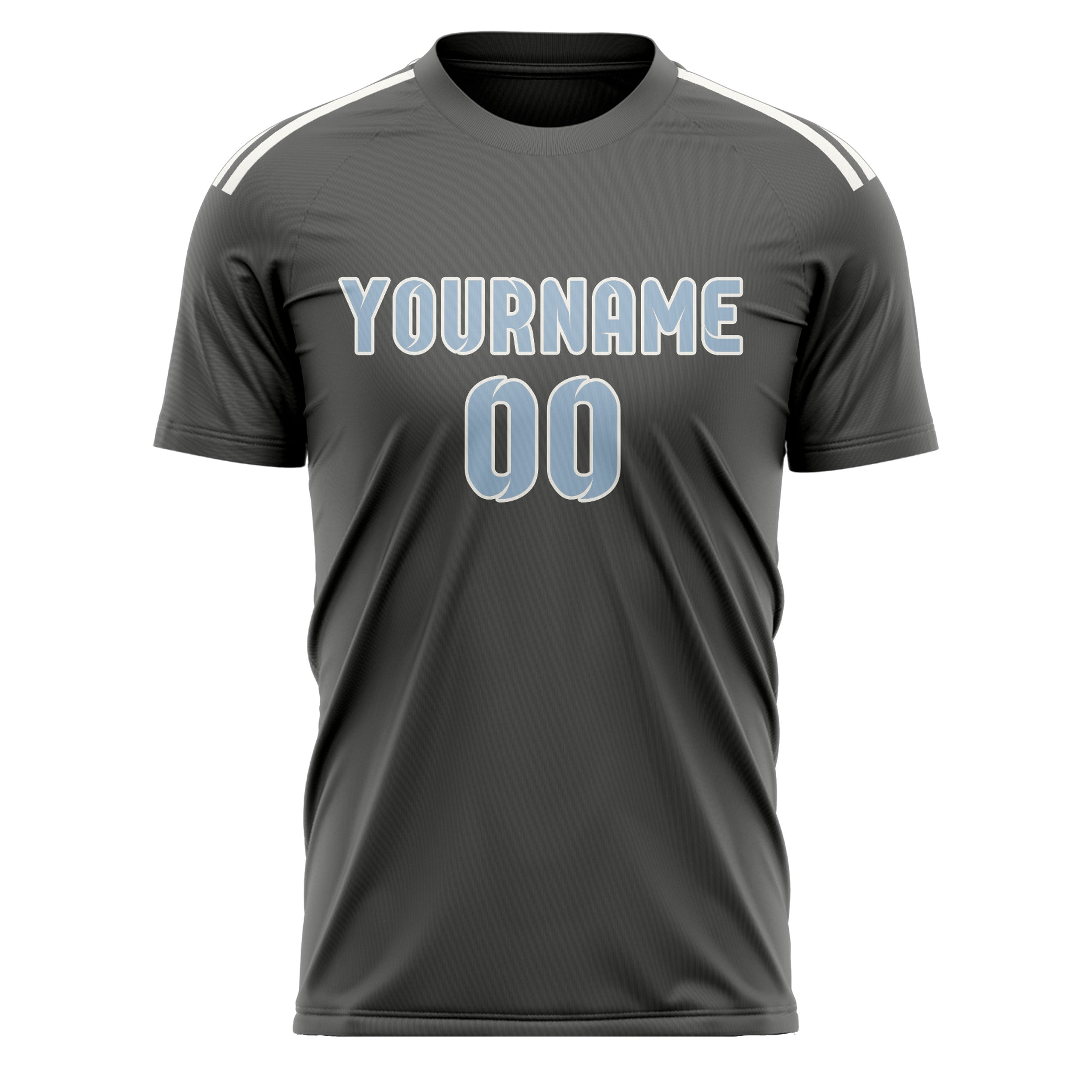 Custom Dark Grey Light Blue Soccer Jersey