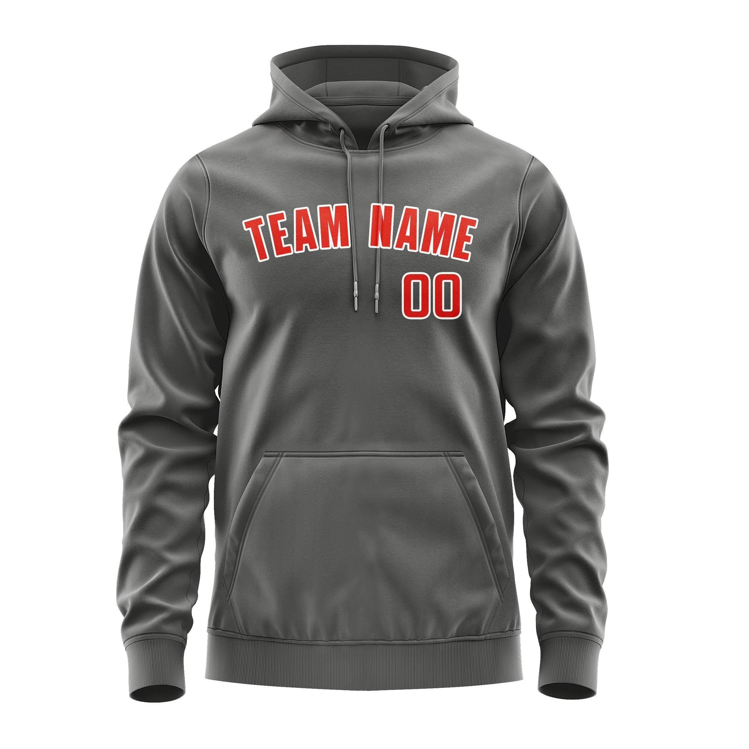 Custom Dark Grey Orange Red Hoodie