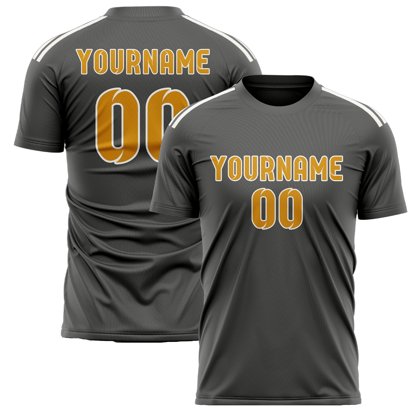 Custom Dark Grey Yellow Soccer Jersey