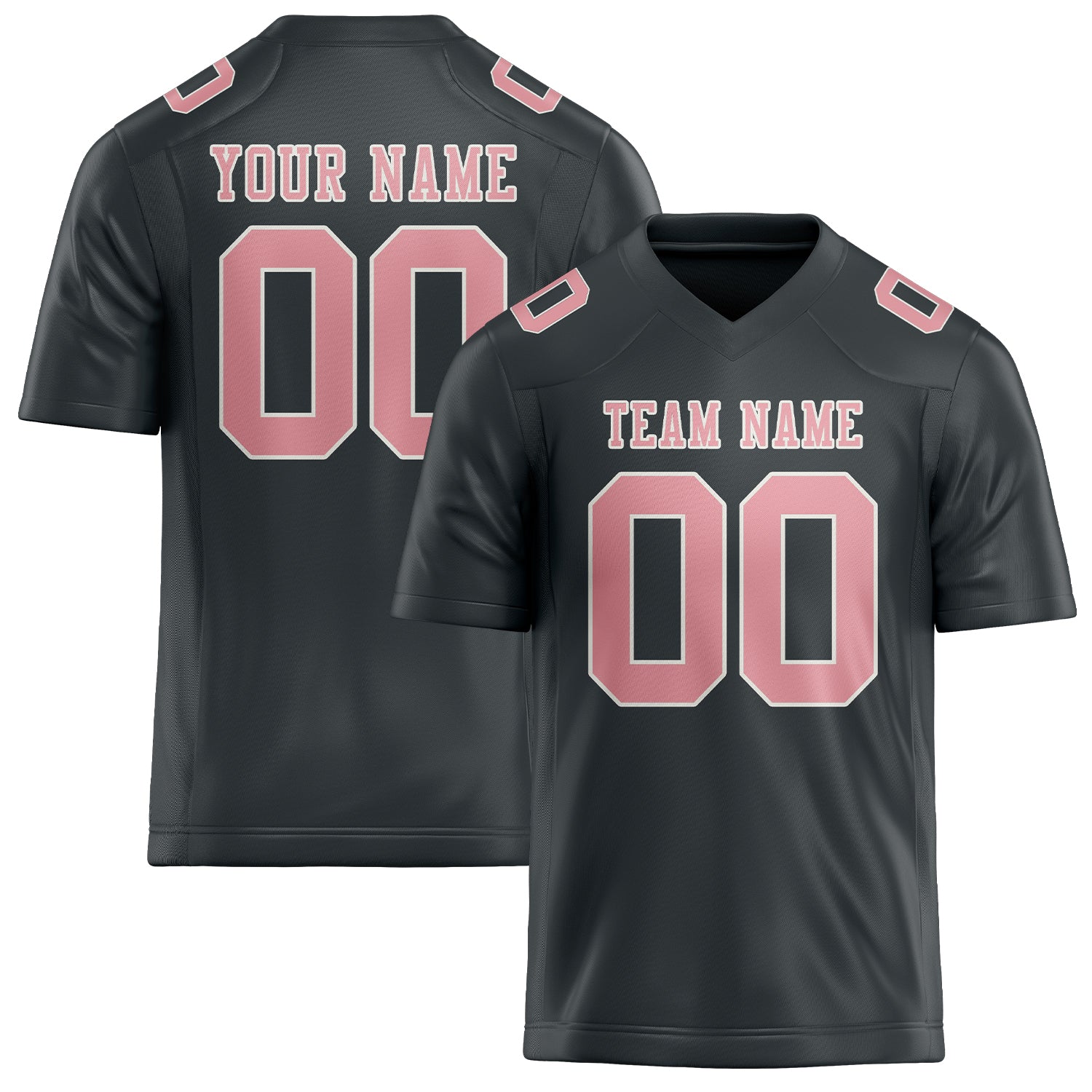 Custom Dark Grey Light Pink Football Jersey