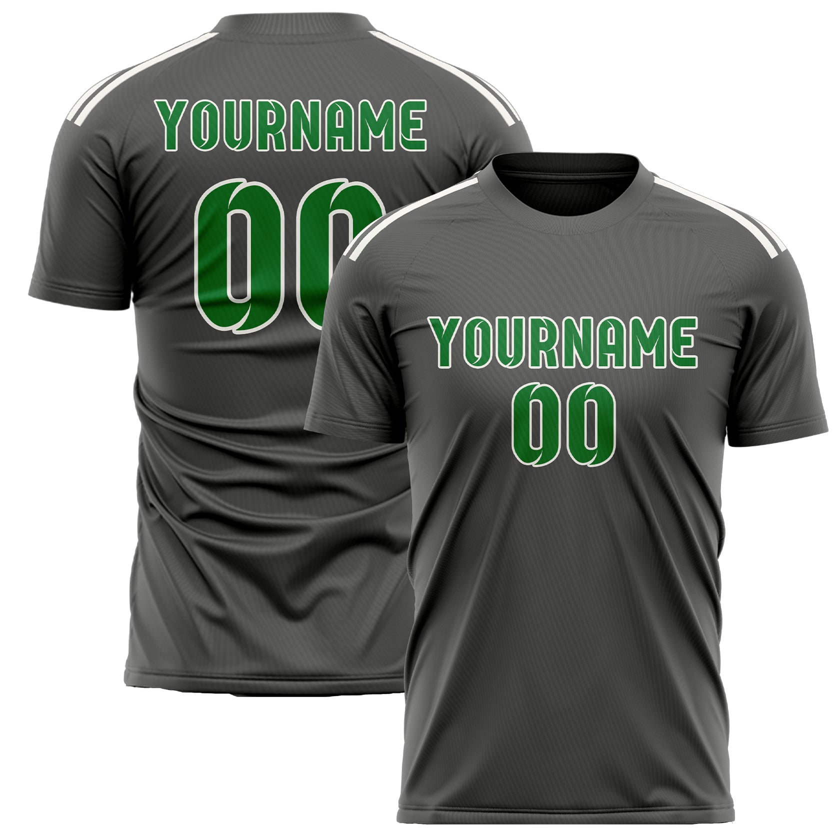 Custom Dark Grey Emerald Green Soccer Jersey