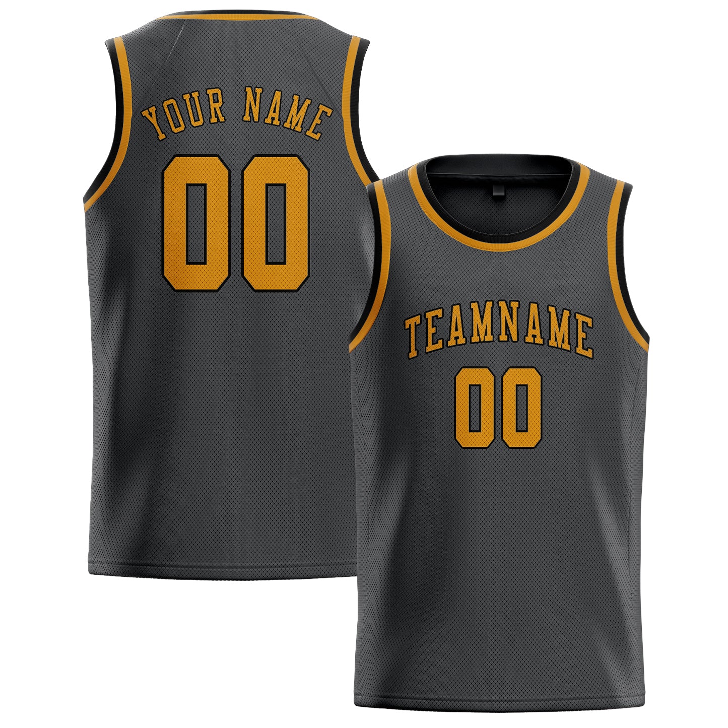 Custom Dark Grey Yellow Basketball Jersey