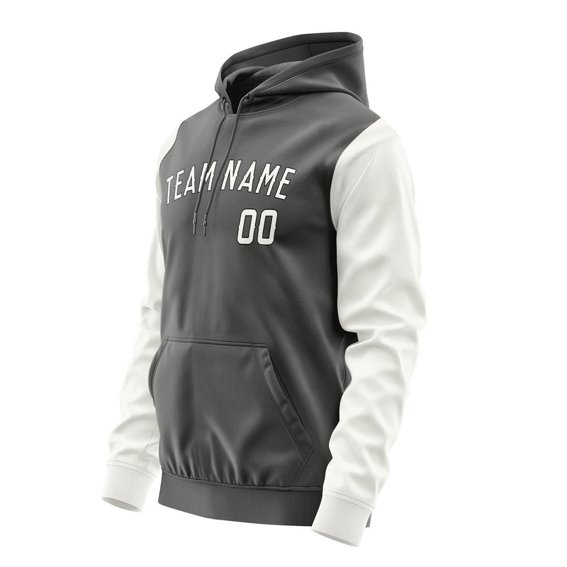 Custom Dark Grey White Hoodie 2020181820B31718