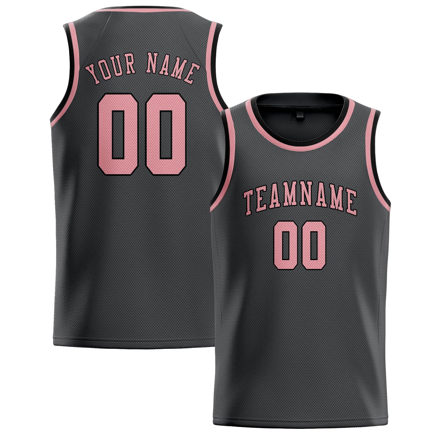 Custom Dark Grey Light Pink Basketball Jersey