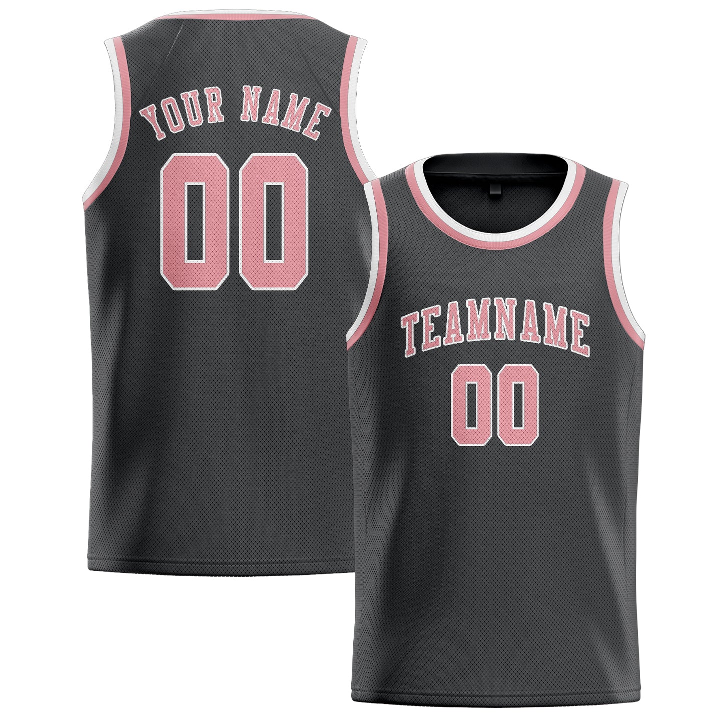 Custom Dark Grey Light Pink Basketball Jersey