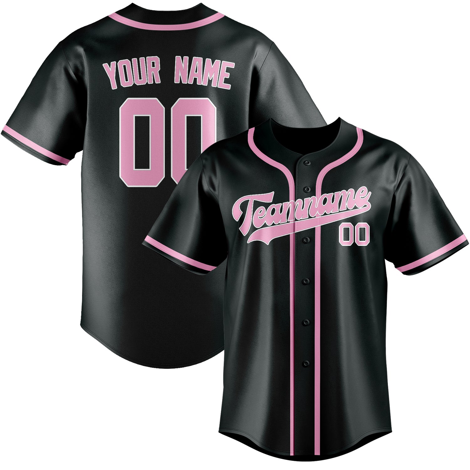 Custom Dark Grey Light Pink Baseball Jersey
