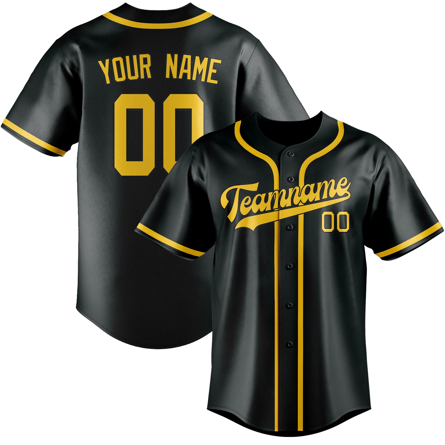 Custom Dark Grey Gold Baseball Jersey