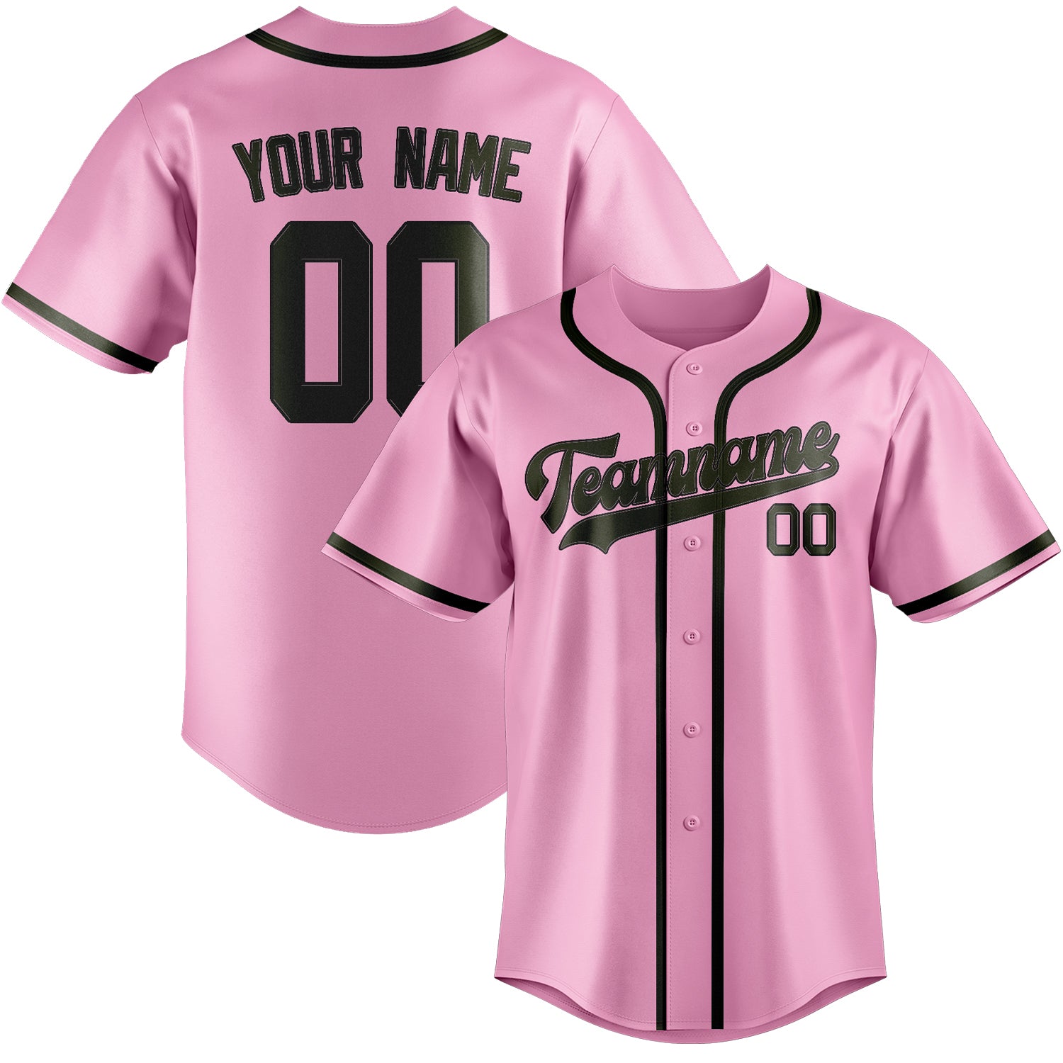 Custom Light Pink Olive Baseball Jersey