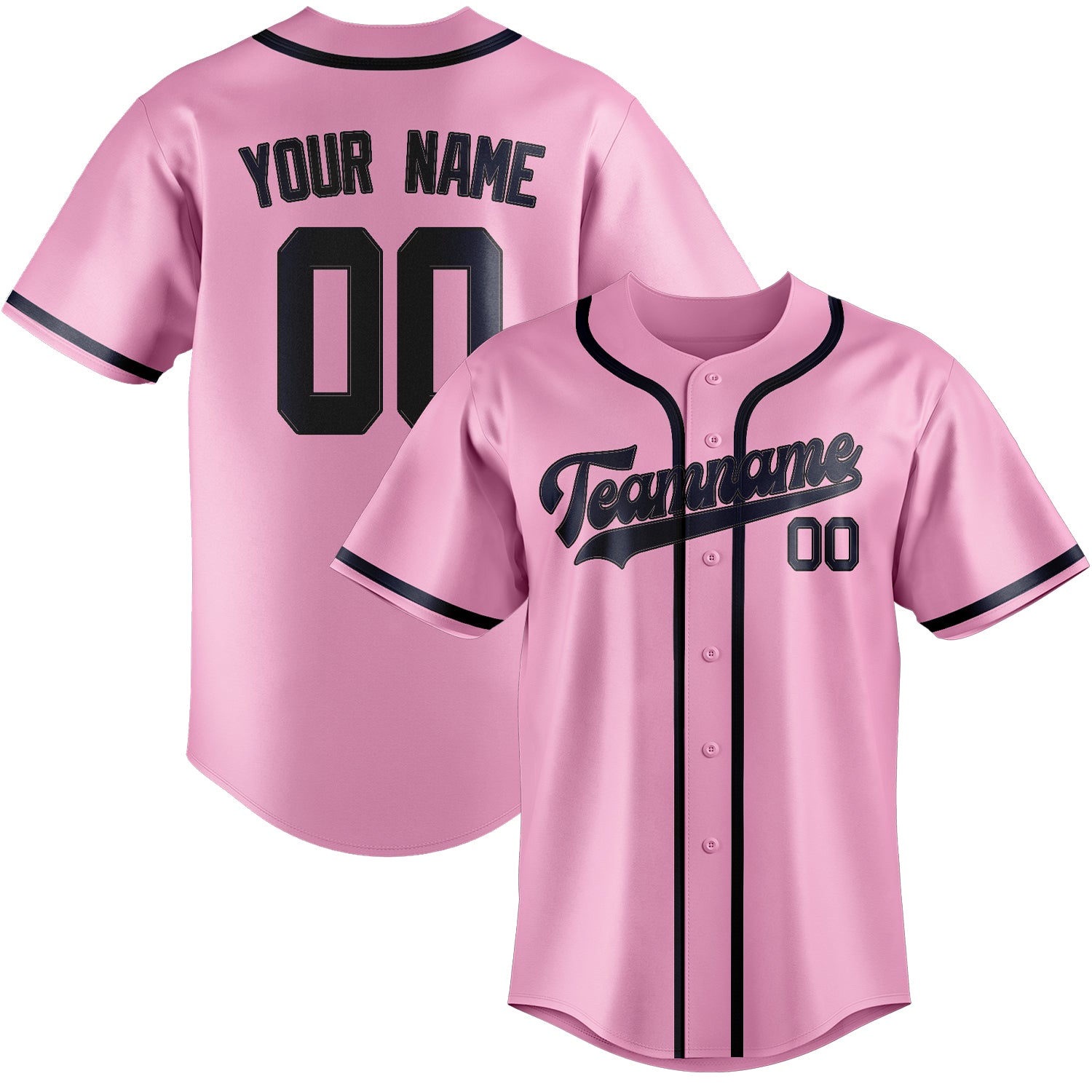 Custom Light Pink Navy Baseball Jersey