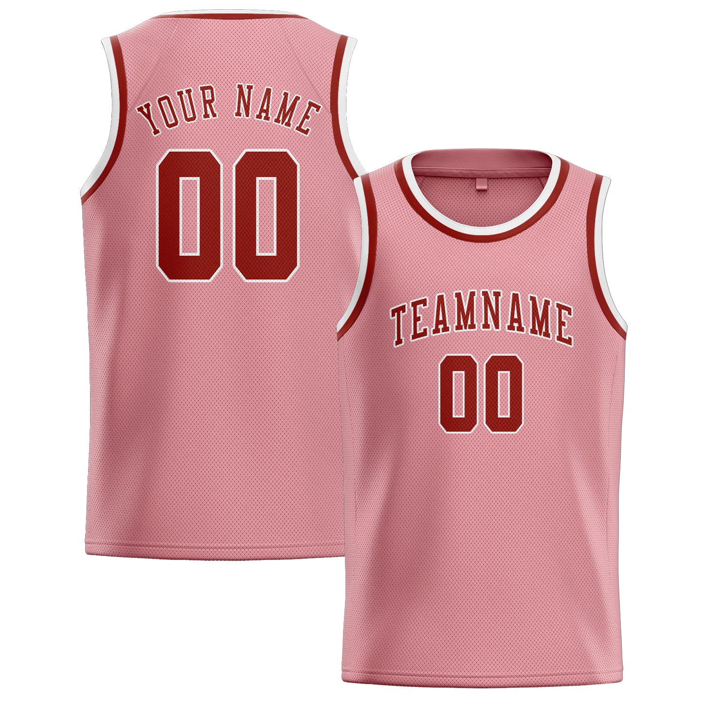 Custom Light Pink Coral Red Basketball Jersey