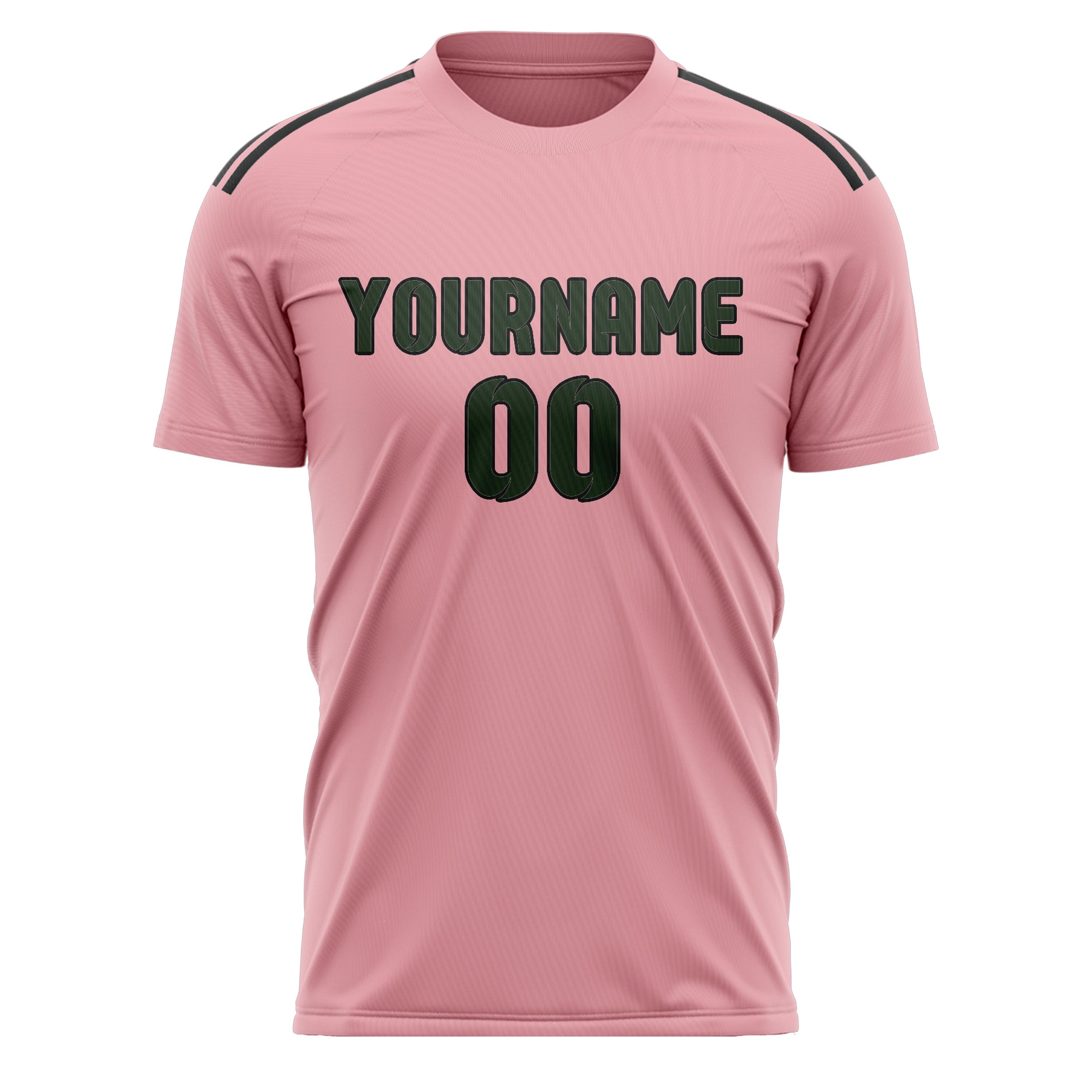 Custom Light Pink Dark Green Soccer Jersey
