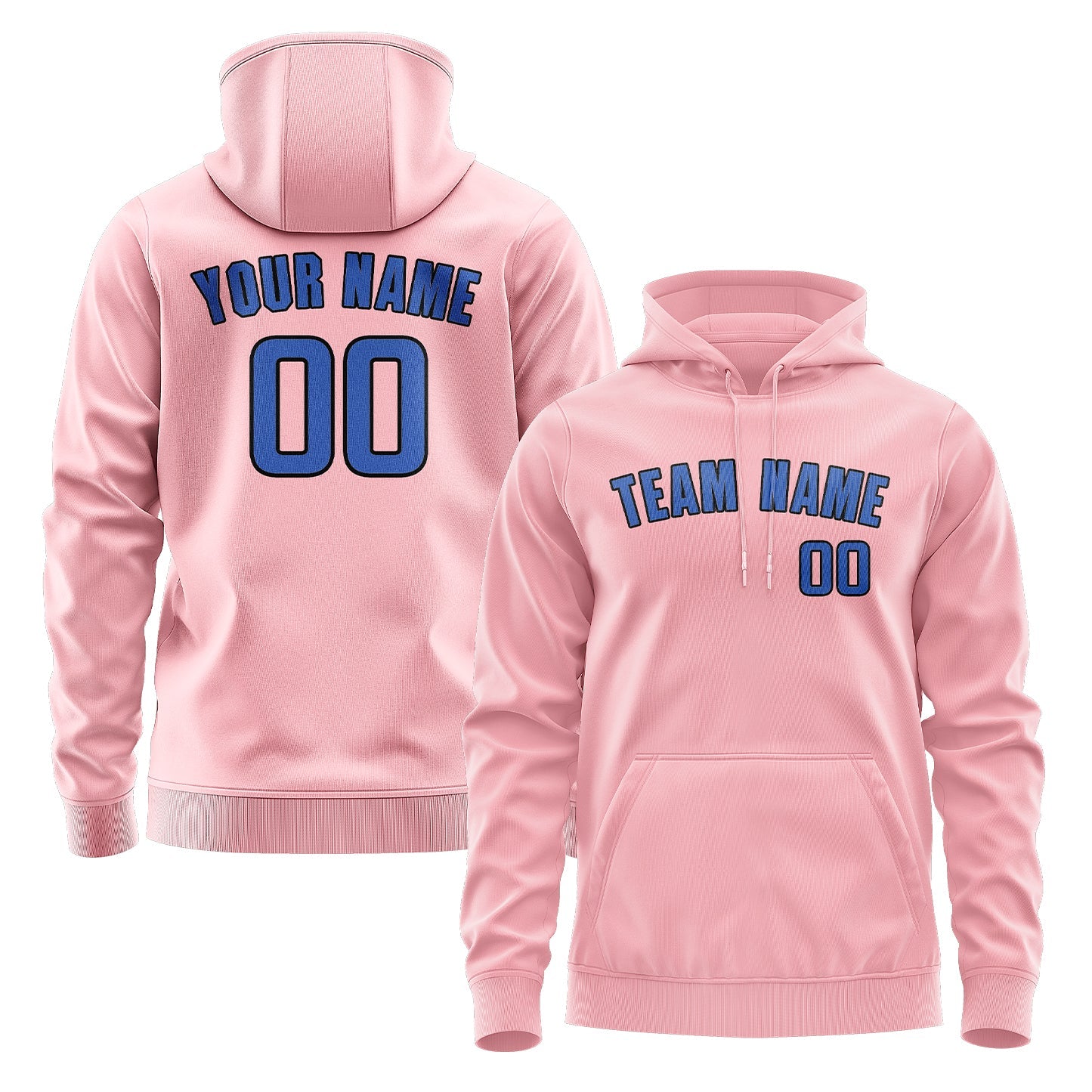 Custom Light Pink Sky Blue Hoodie