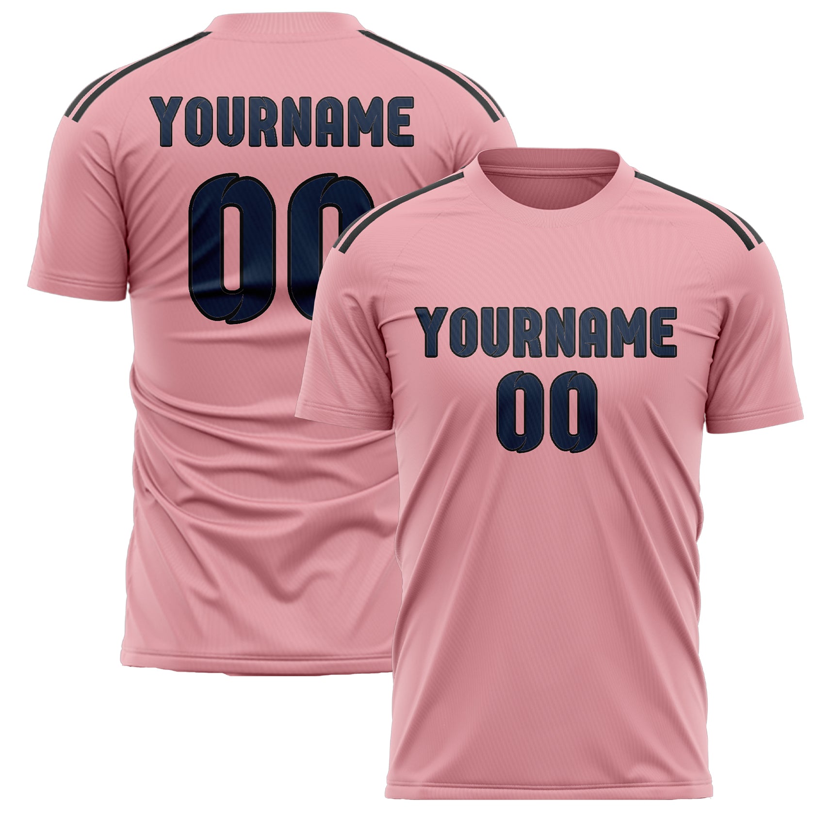 Custom Light Pink Blue Soccer Jersey