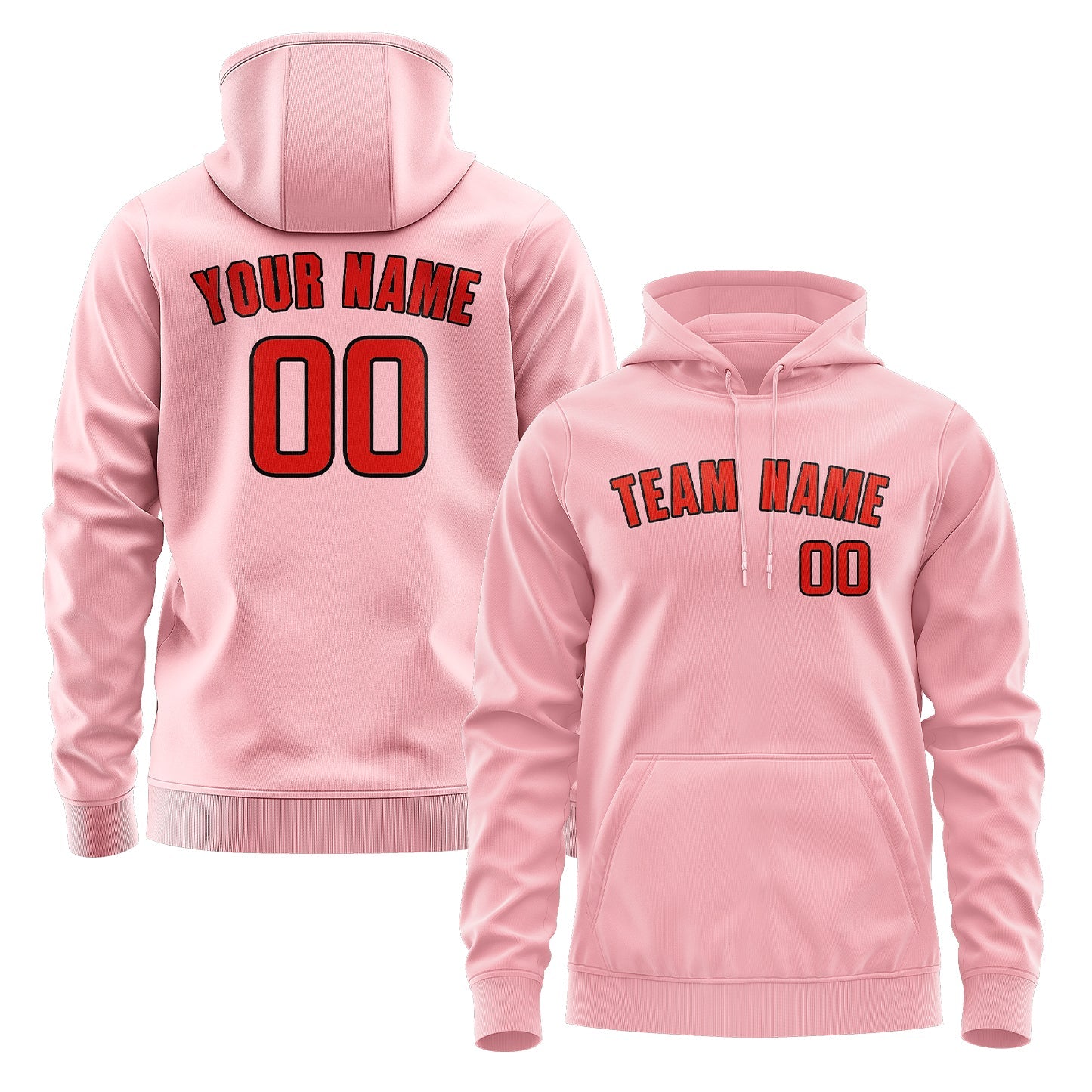 Custom Light Pink Orange Red Hoodie