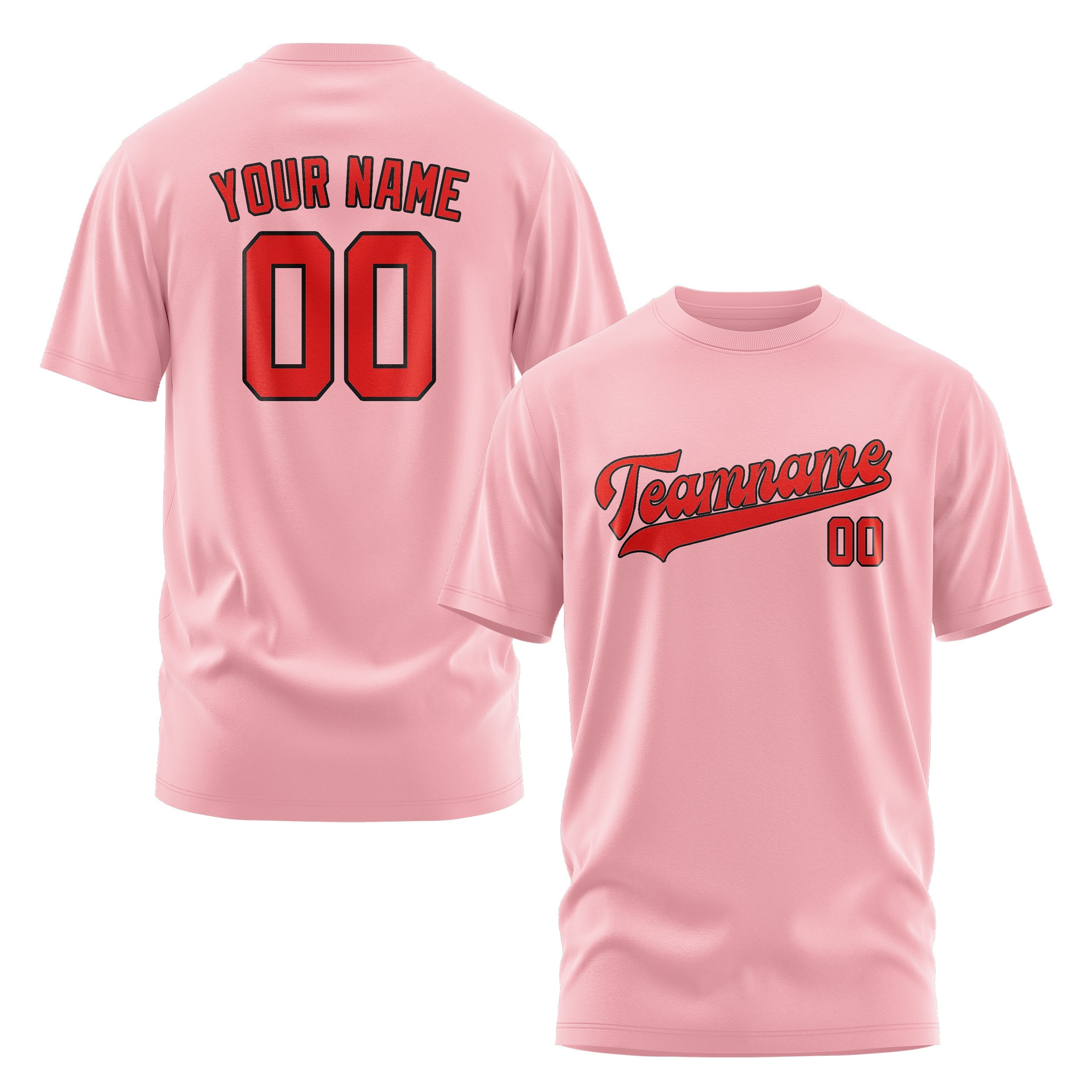 Custom Light Pink Orange Red T-Shirt
