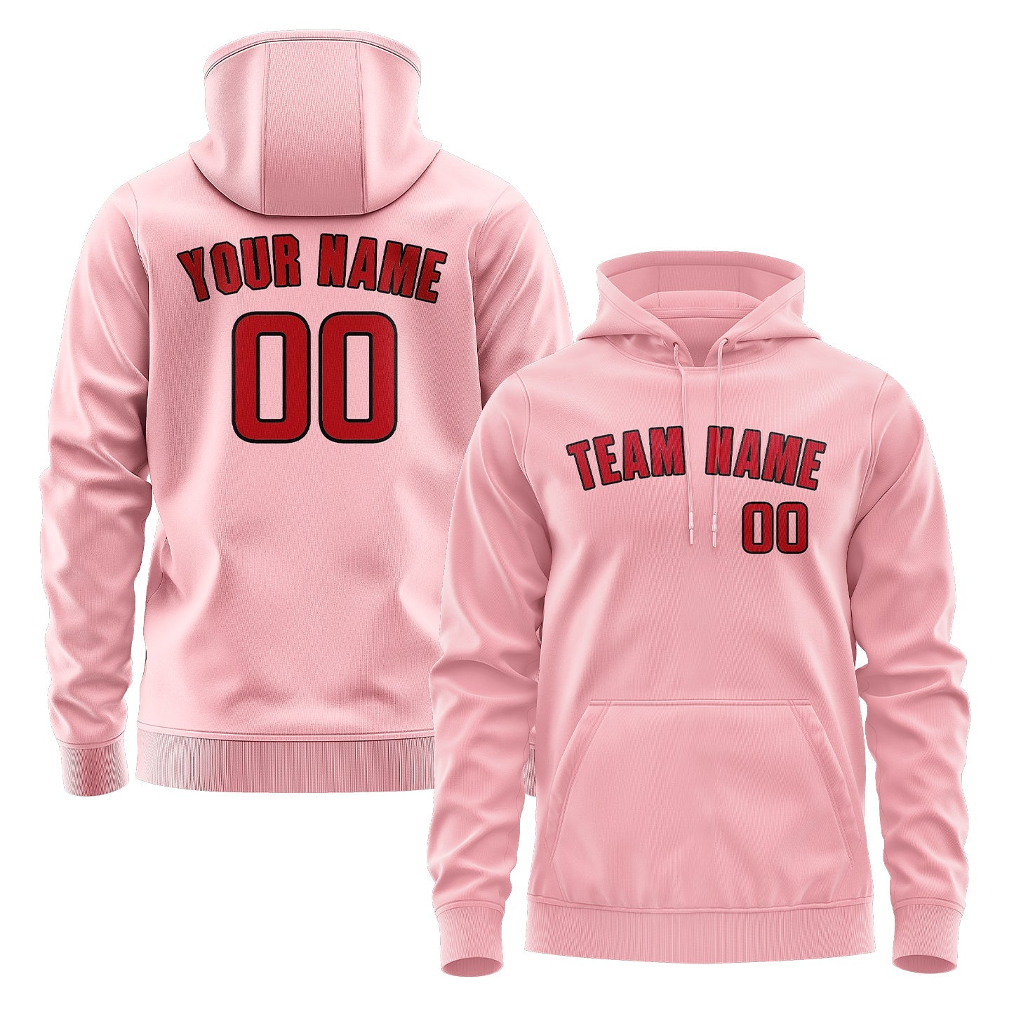 Custom Light Pink Red Hoodie