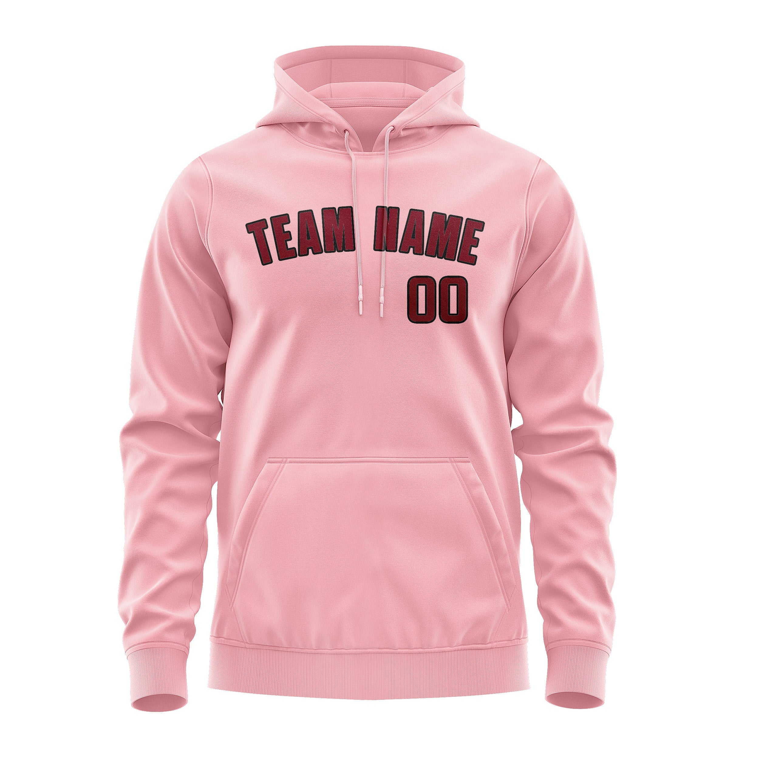 Custom Light Pink Crimson Red Hoodie