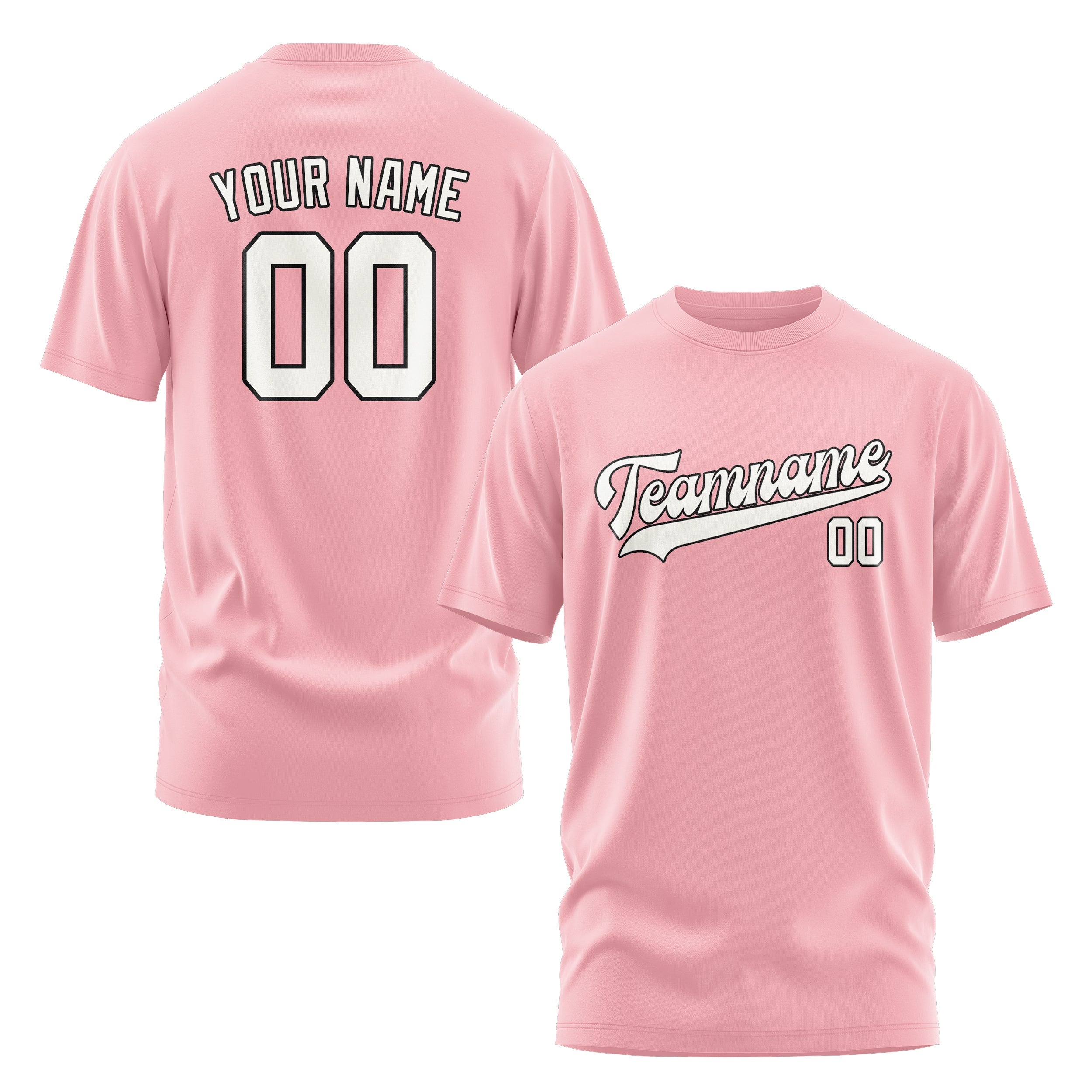 Custom Light Pink White T-Shirt