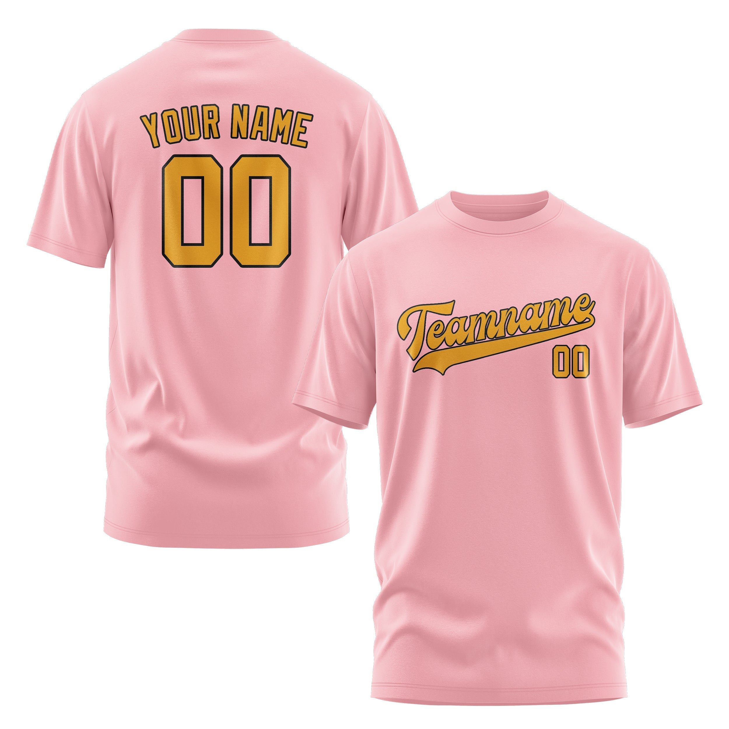 Custom Light Pink Yellow T-Shirt