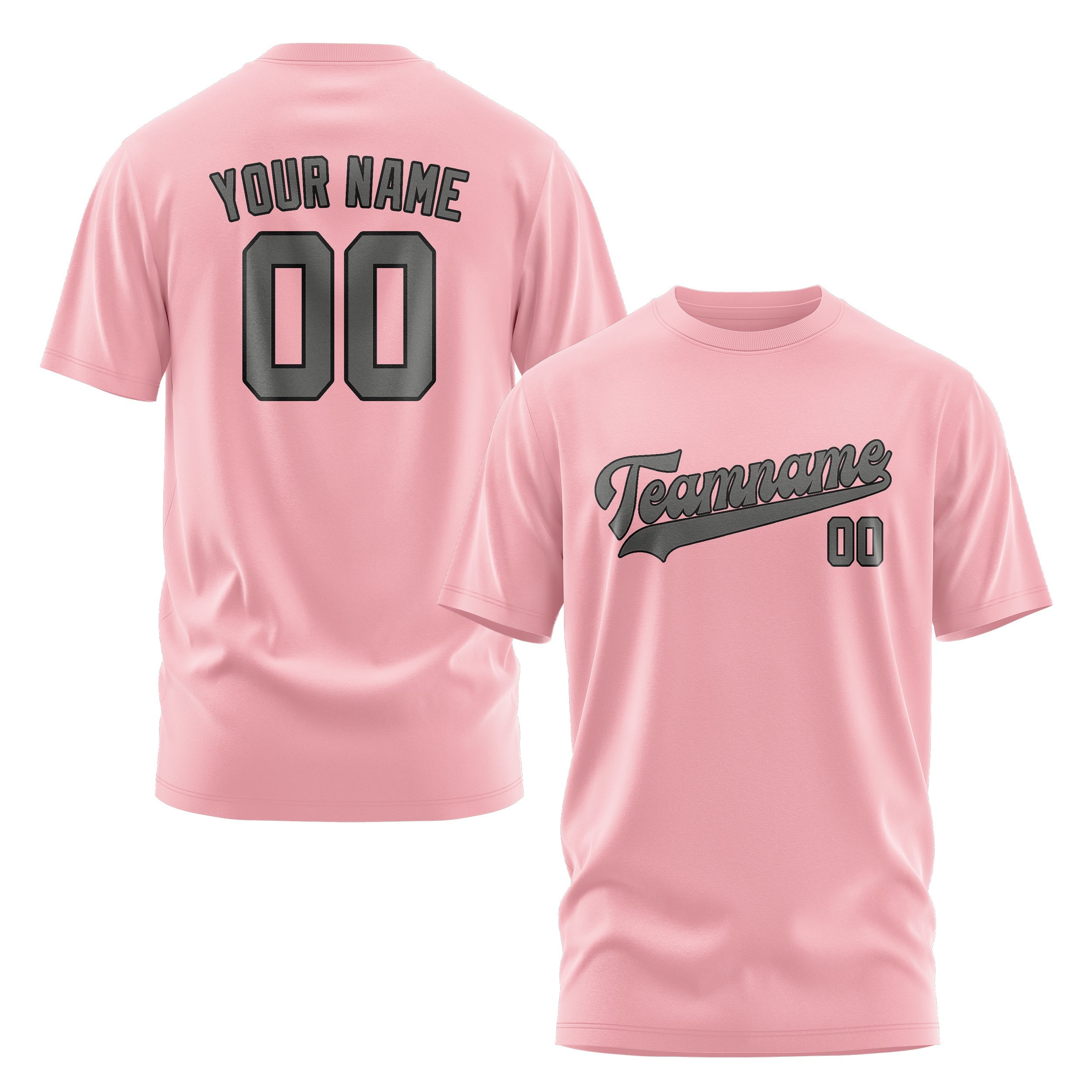 Custom Light Pink Dark Grey T-Shirt