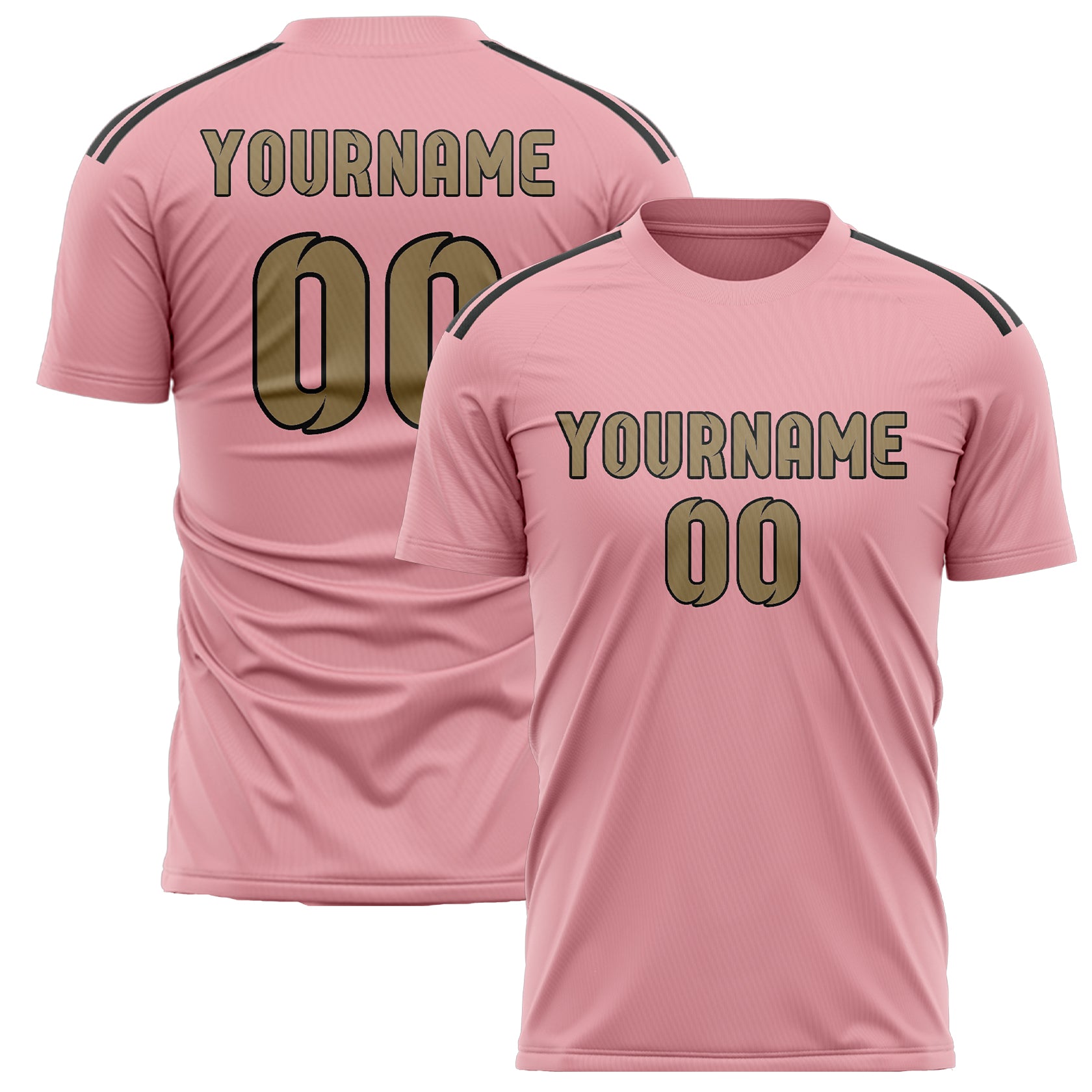Custom Light Pink Light Khaki Soccer Jersey