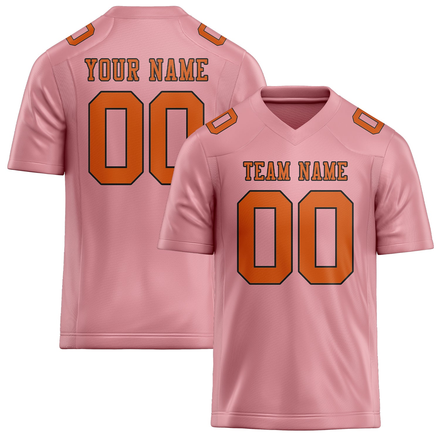 Custom Light Pink Orange Football Jersey