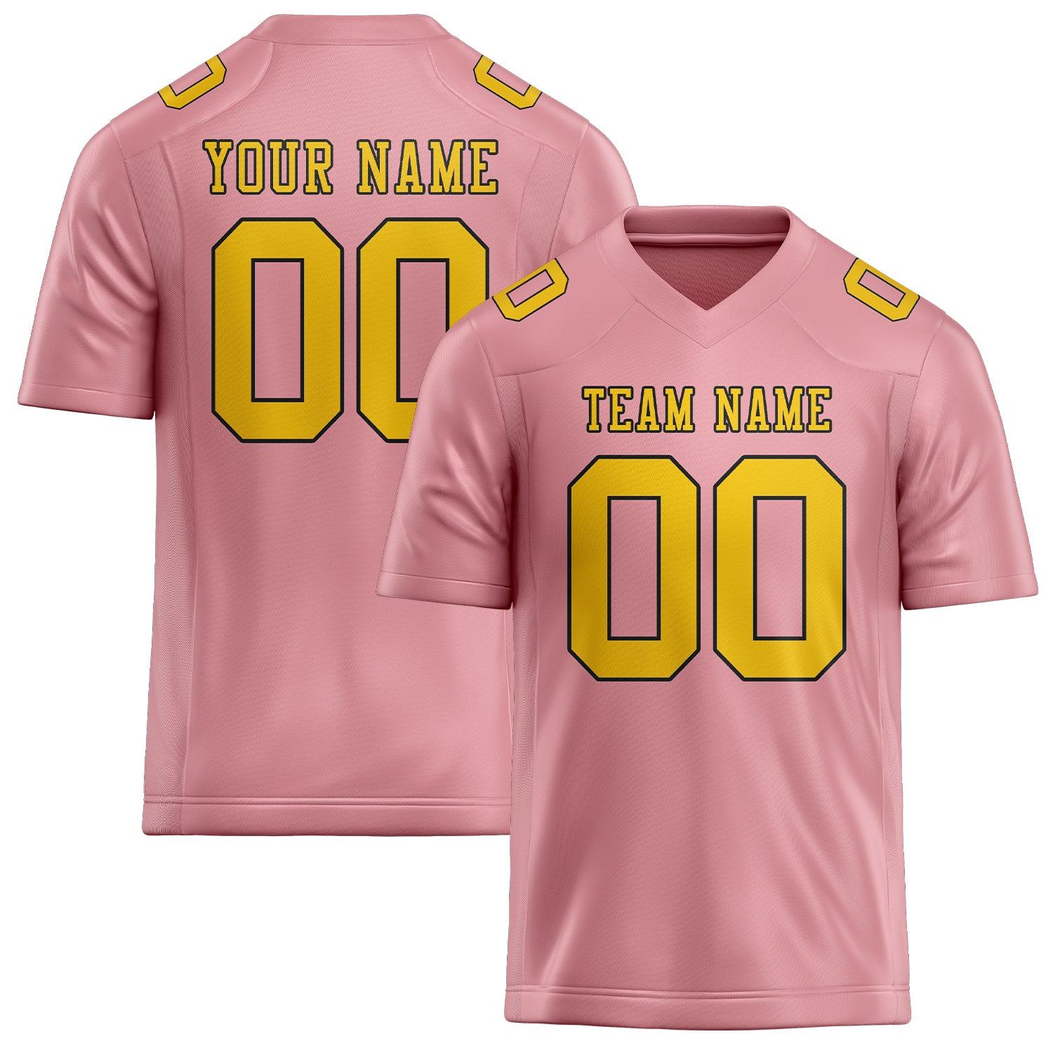 Custom Light Pink Gold Football Jersey