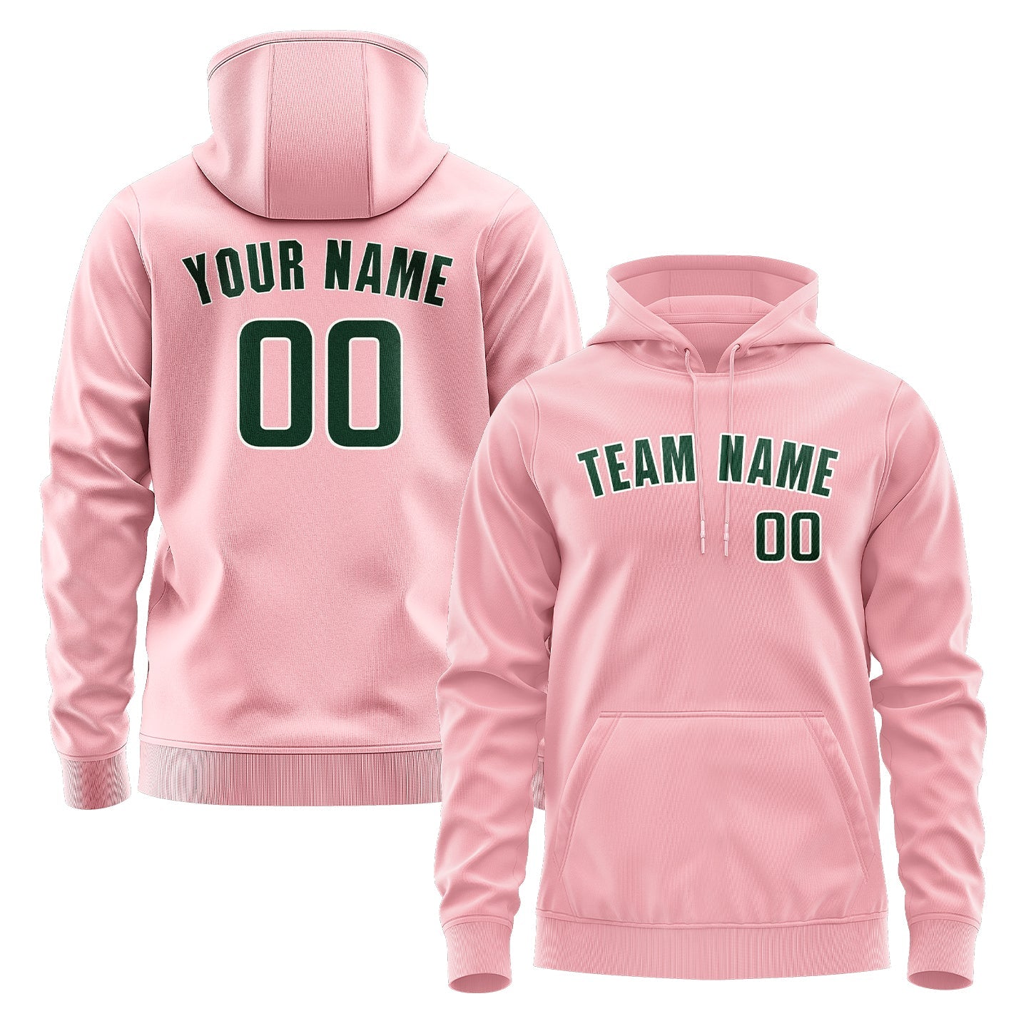 Custom Light Pink Green Hoodie