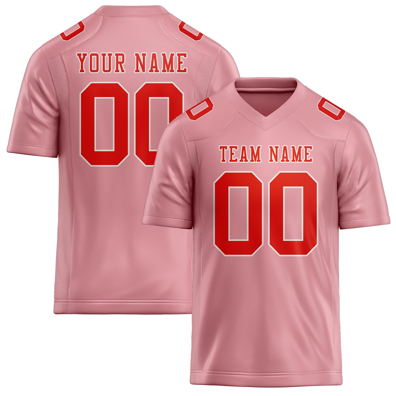 Custom Light Pink Orange Red Football Jersey