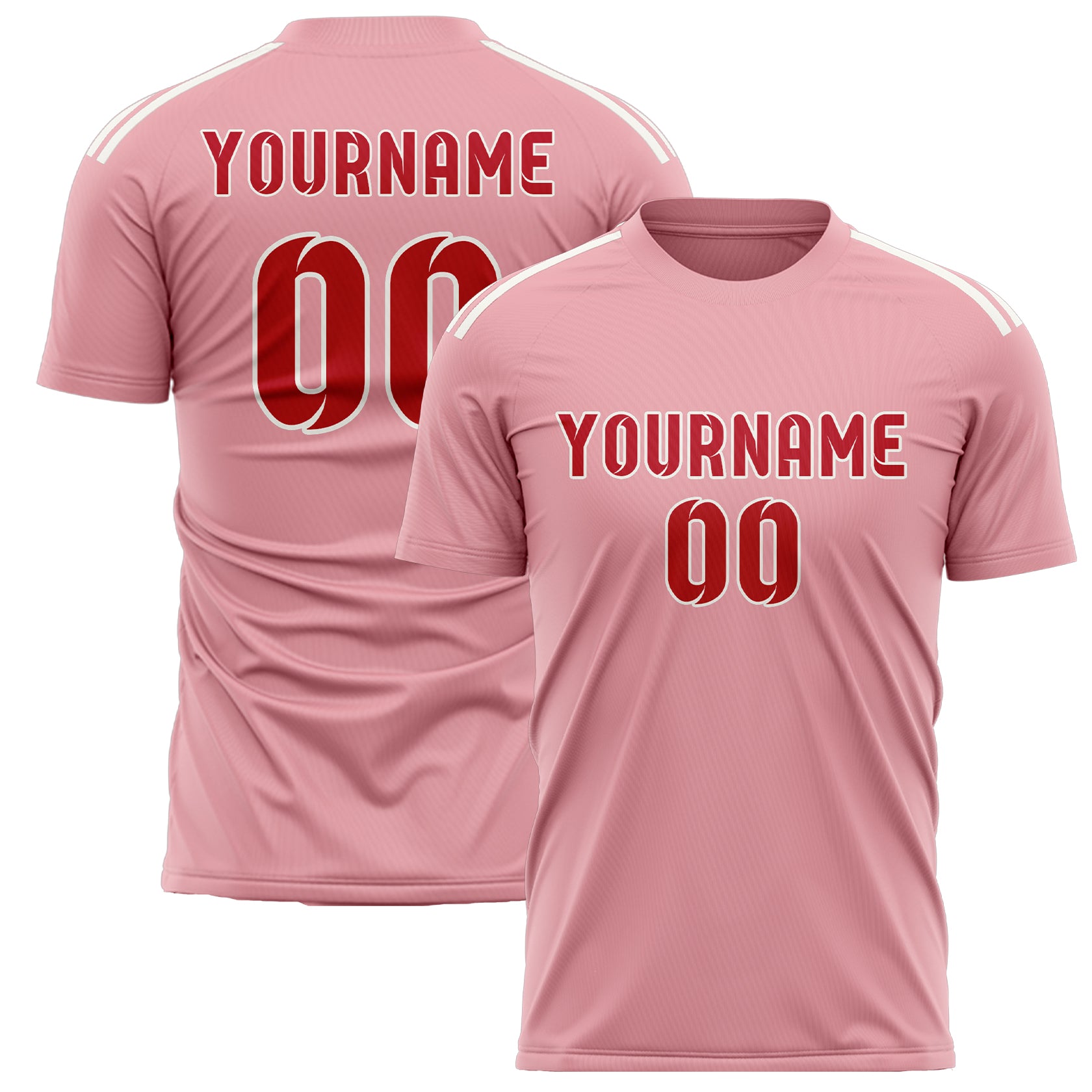 Custom Light Pink Red Soccer Jersey