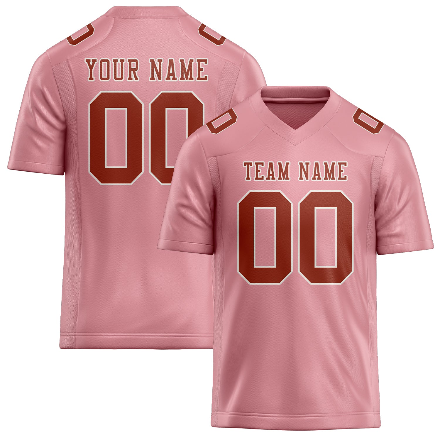 Custom Light Pink Coral Red Football Jersey