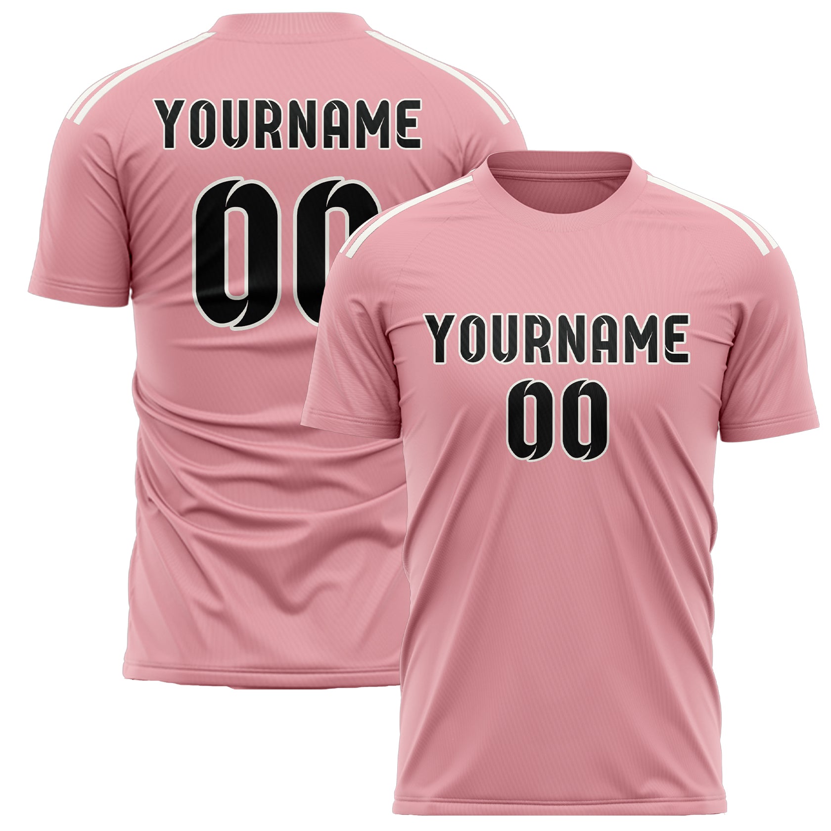 Custom Light Pink Black Soccer Jersey