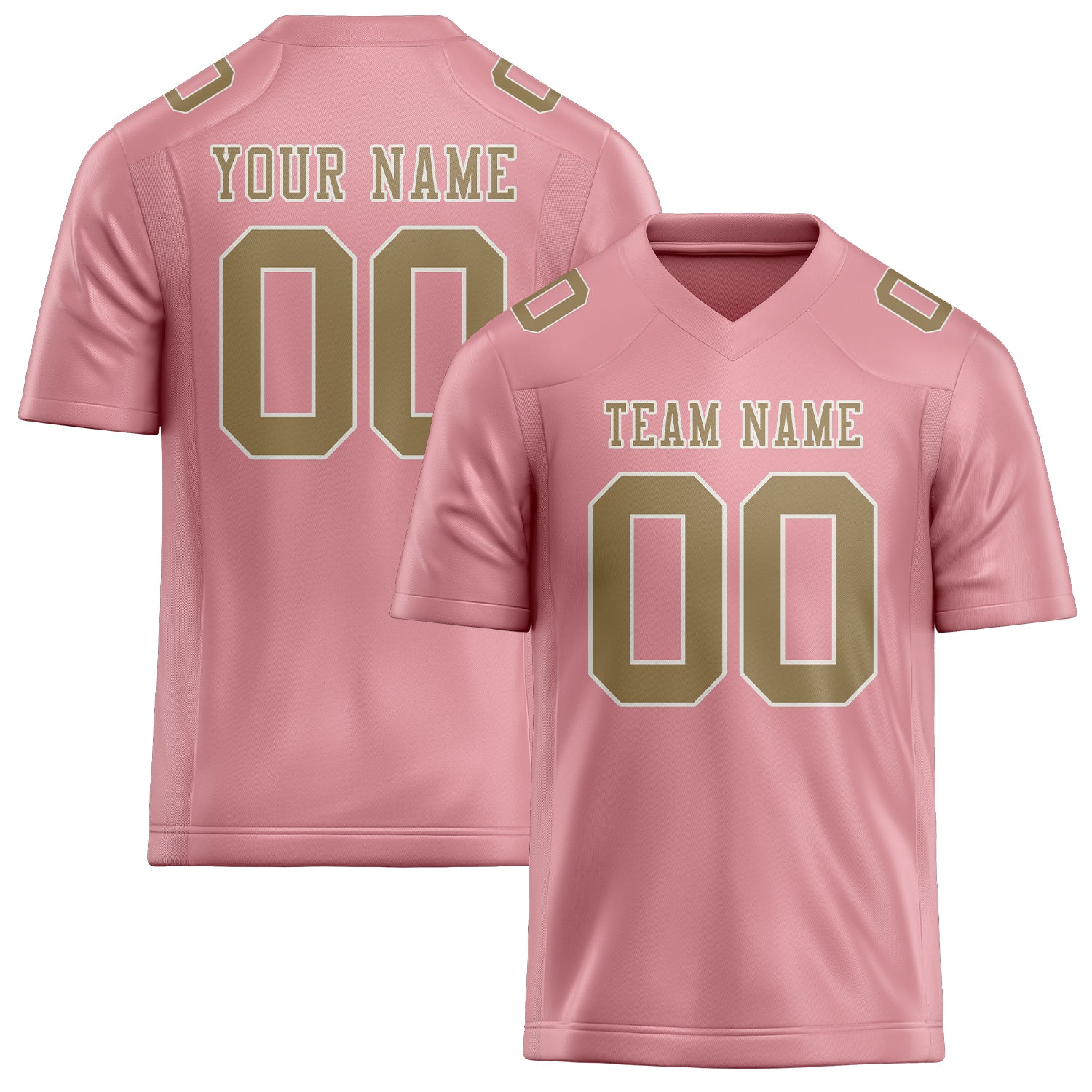 Custom Light Pink Light Khaki Football Jersey