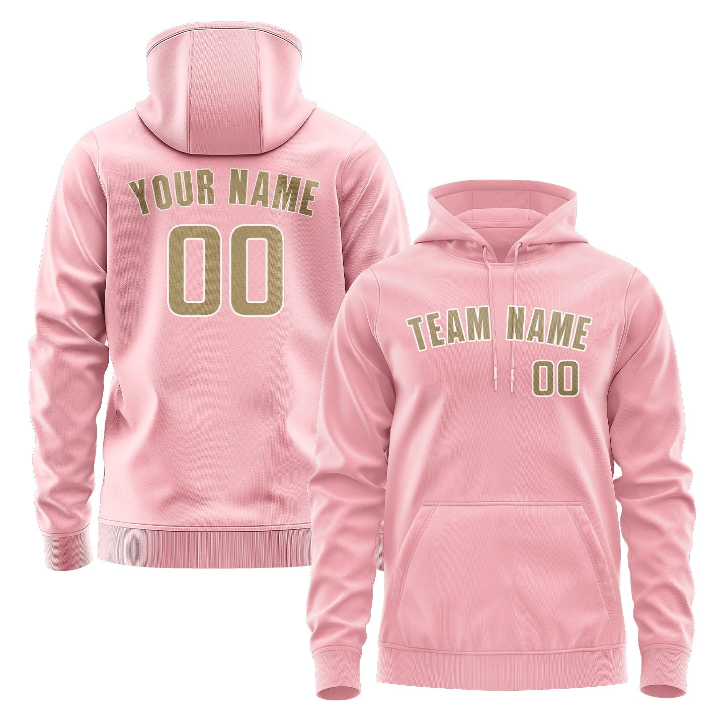 Custom Light Pink Light Khaki Hoodie