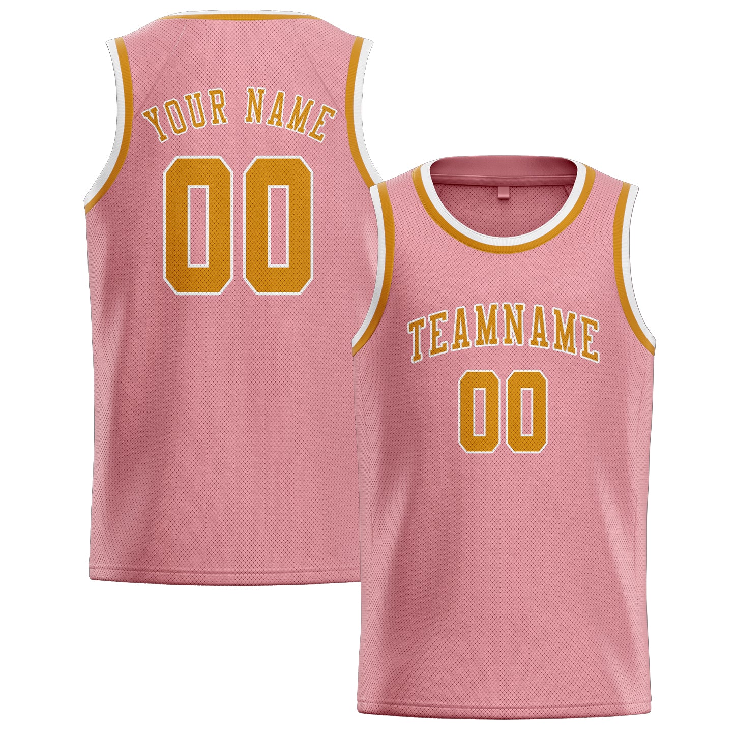 Custom Light Pink Yellow Basketball Jersey