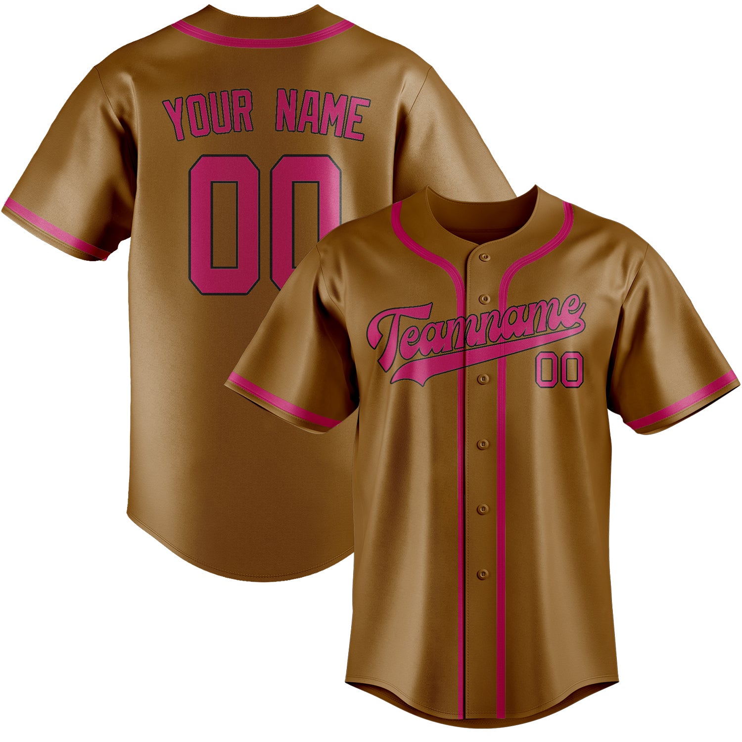 Custom Khaki Pink Baseball Jersey