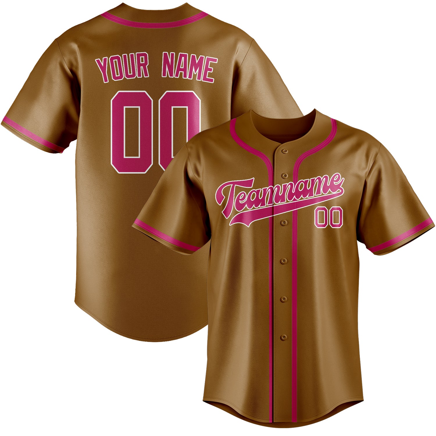Custom Khaki Pink Baseball Jersey