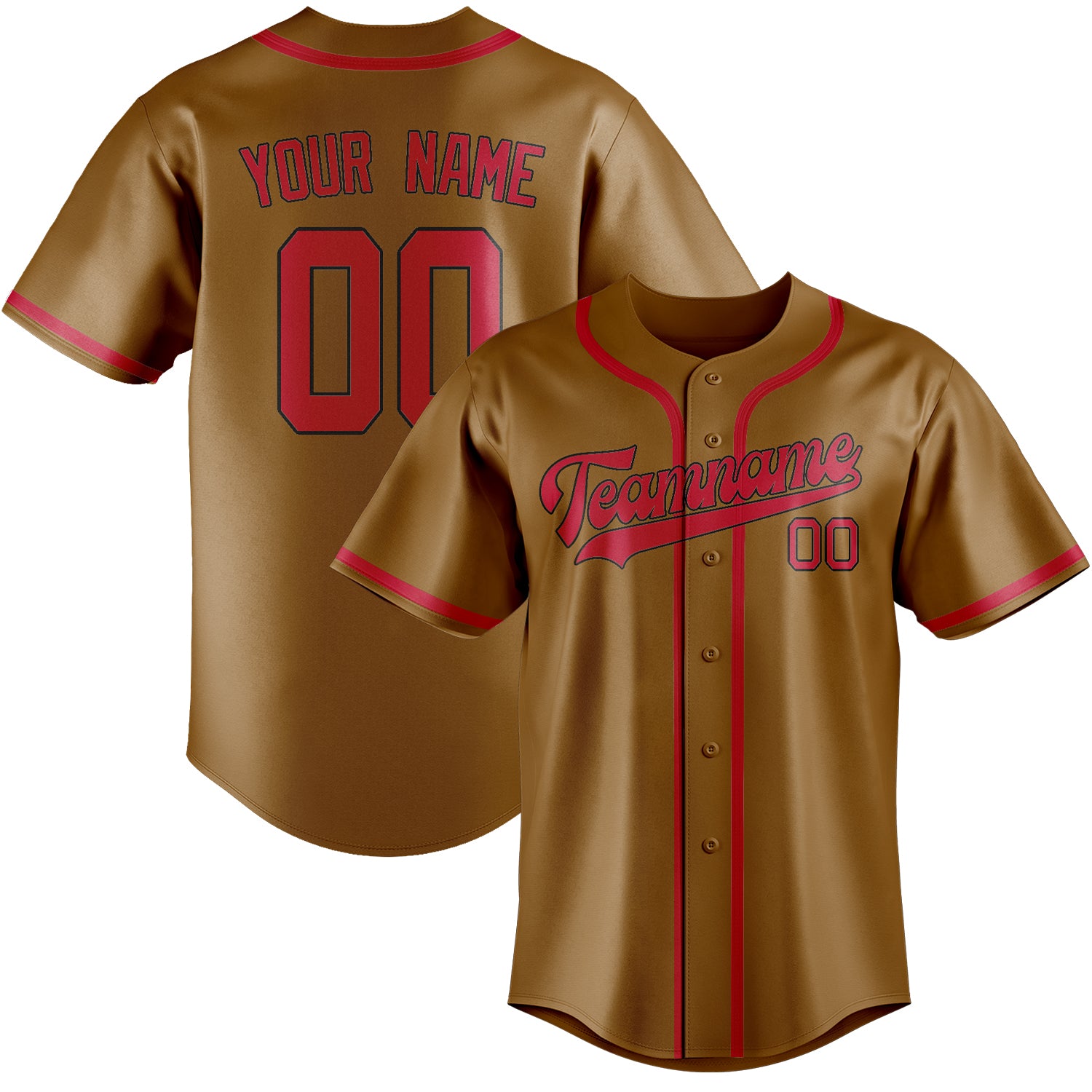 Custom Khaki Red Baseball Jersey
