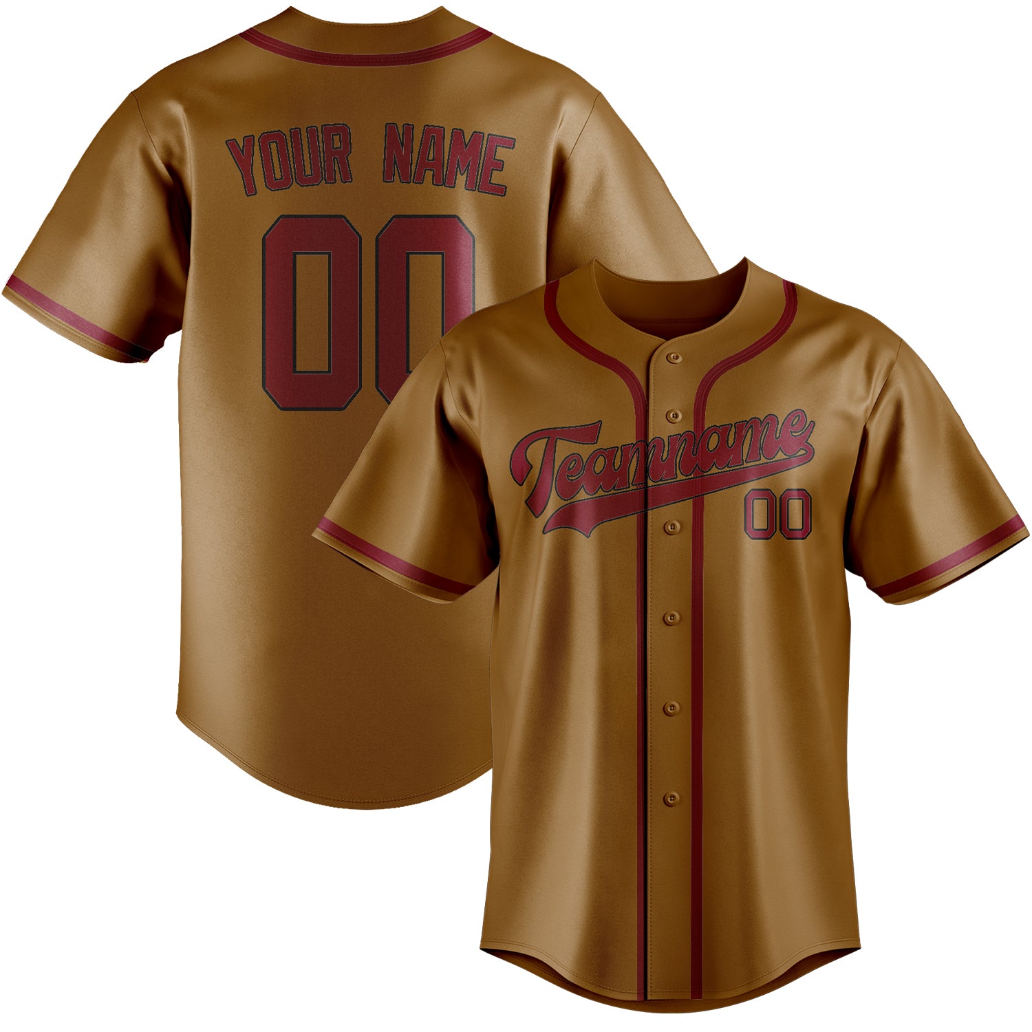 Custom Khaki Crimson Red Baseball Jersey