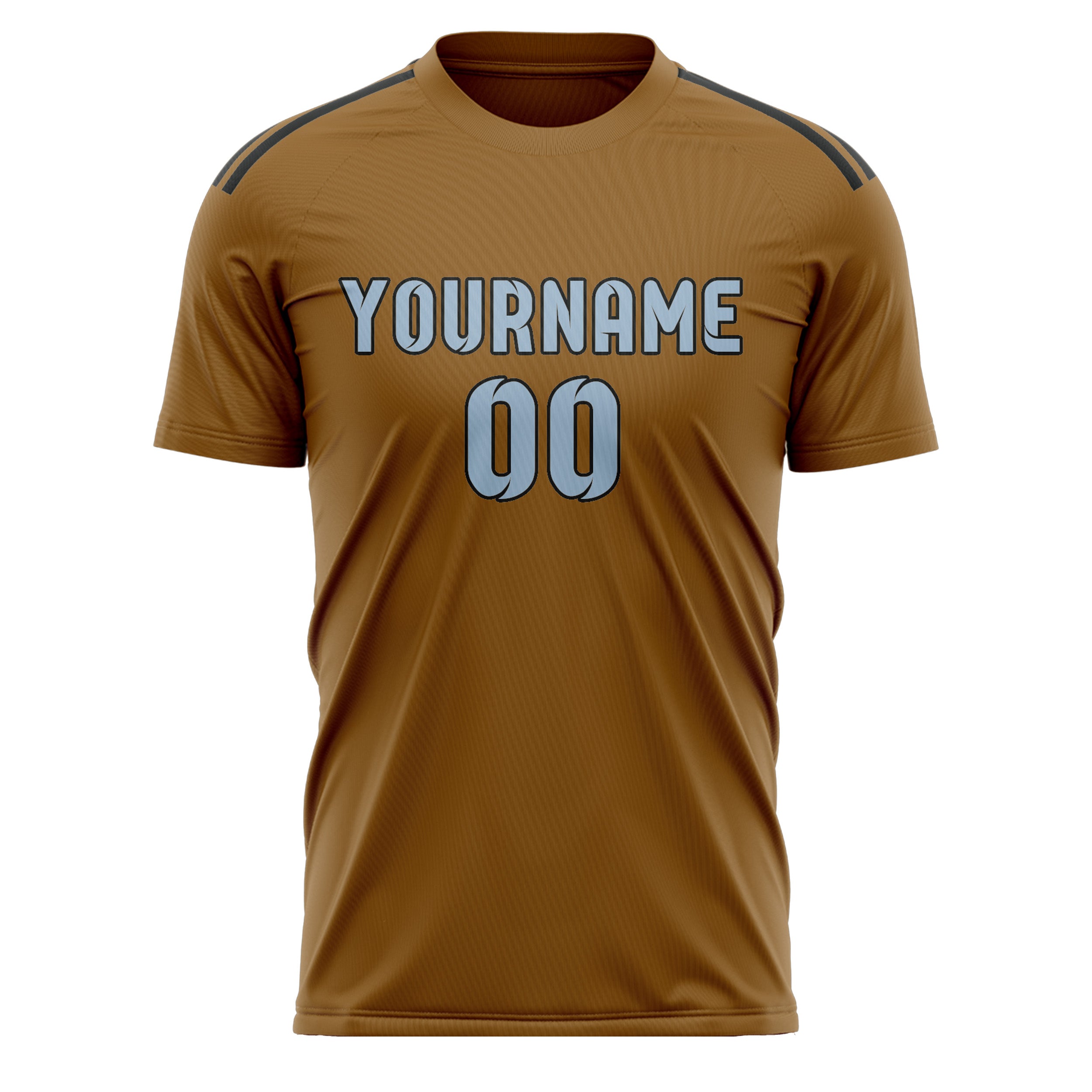 Custom Khaki Light Blue Soccer Jersey