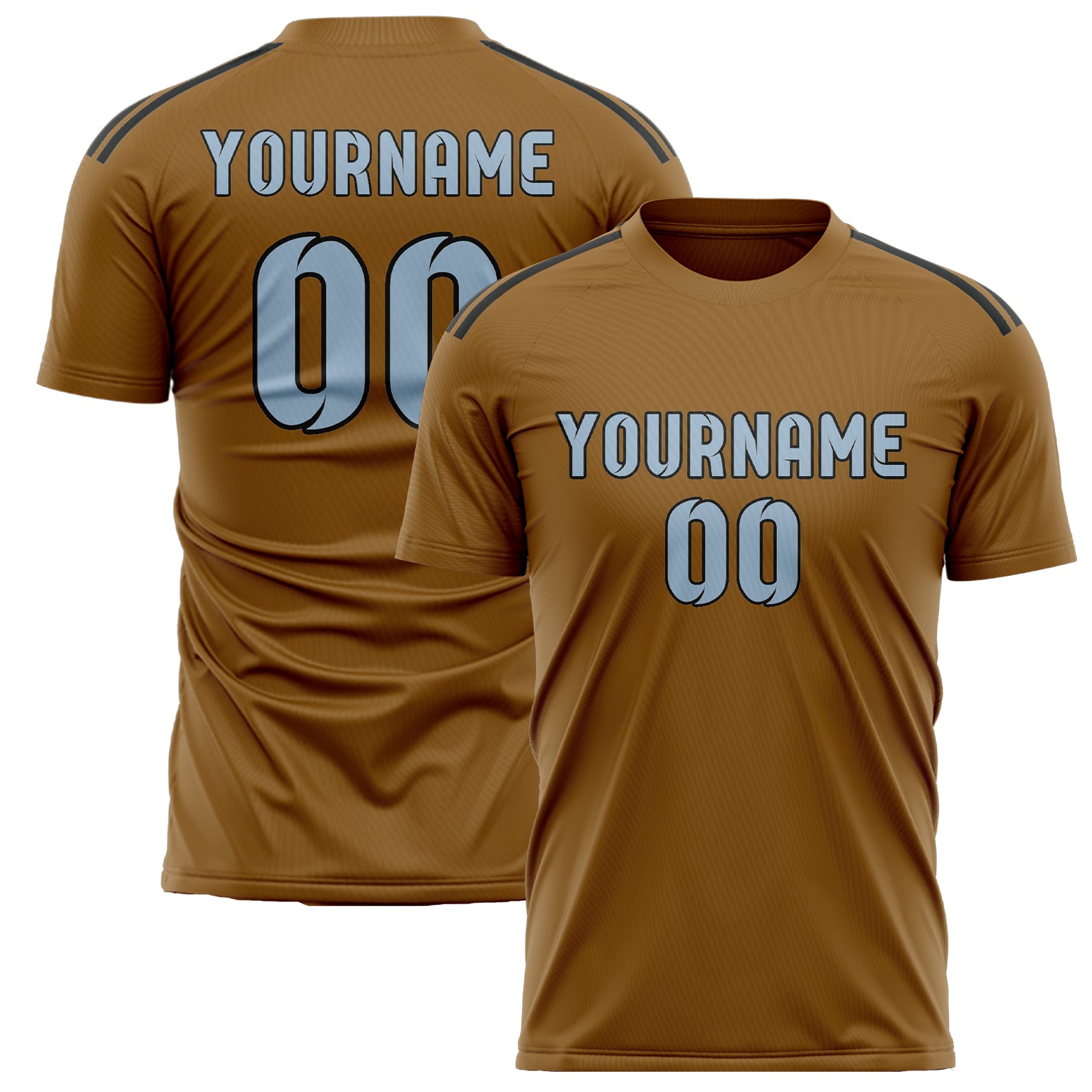 Custom Khaki Light Blue Soccer Jersey