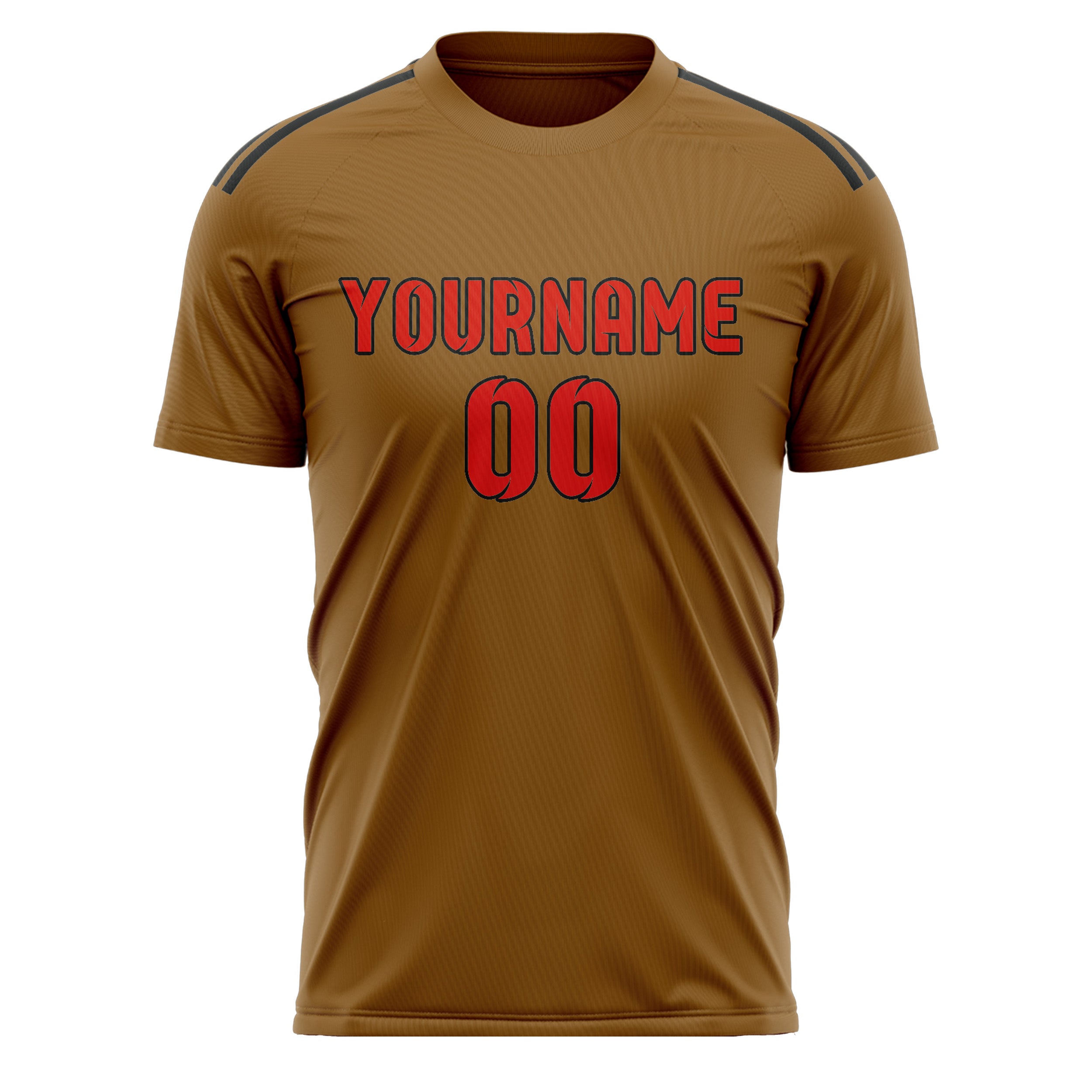Custom Khaki Orange Red Soccer Jersey