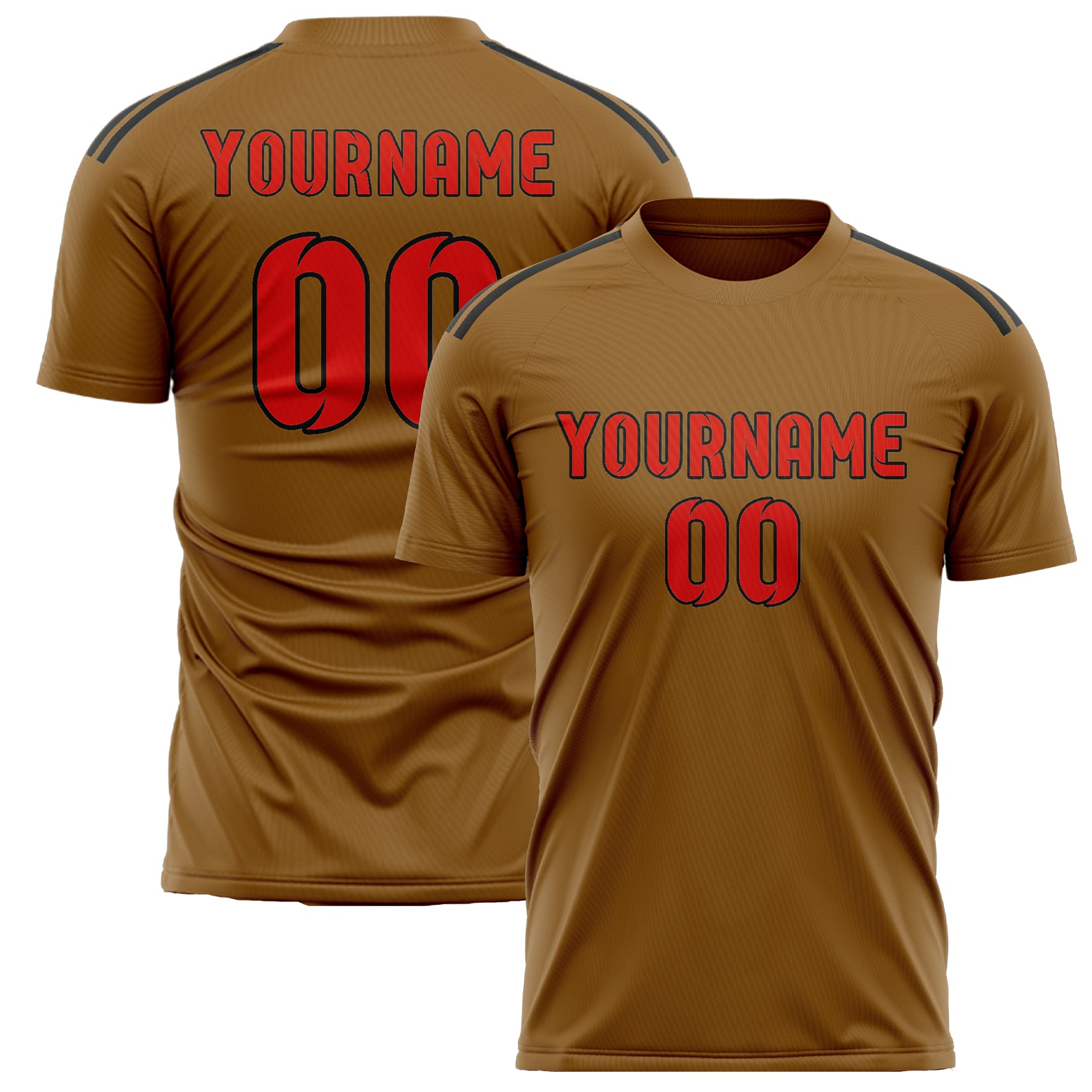 Custom Khaki Orange Red Soccer Jersey
